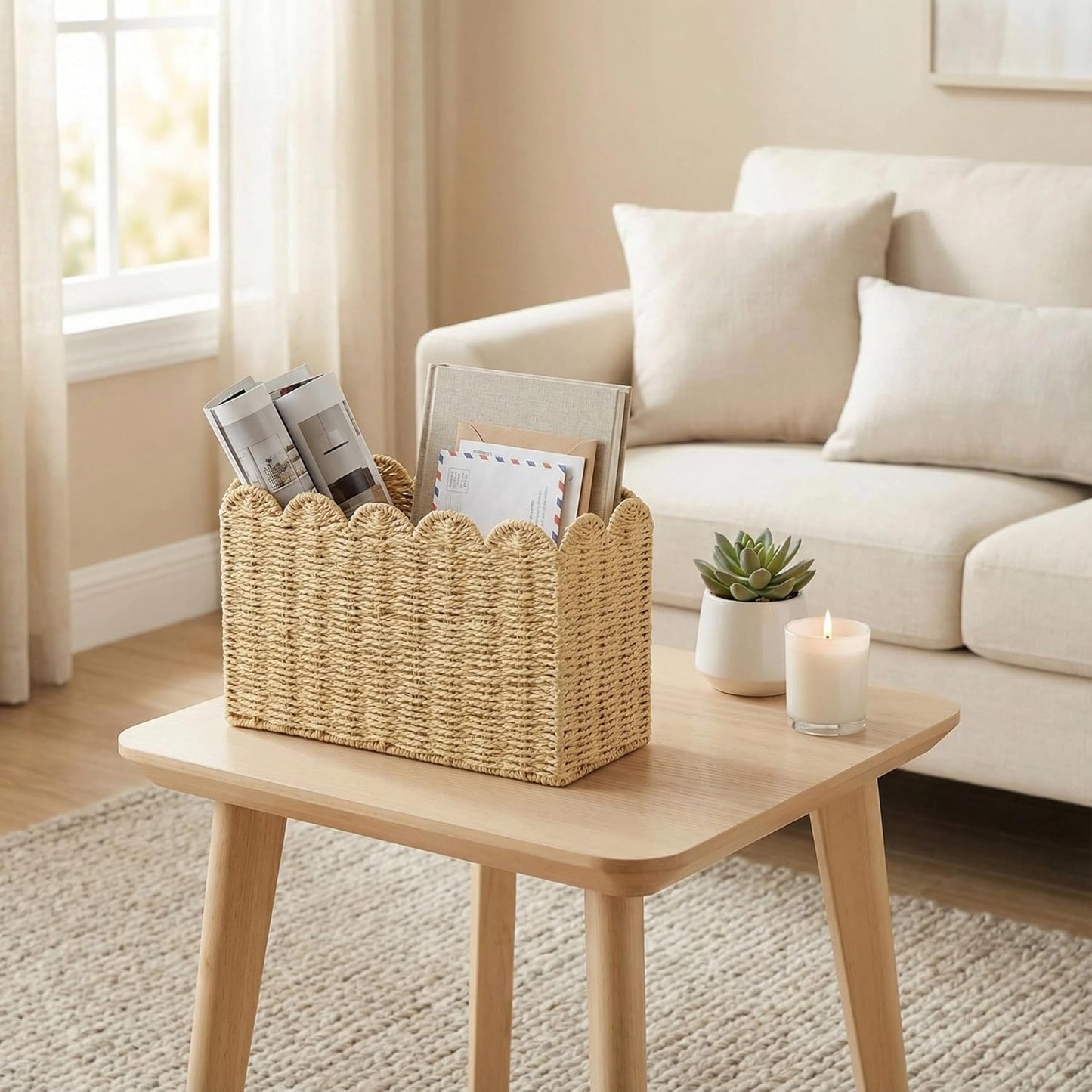 Tall Narrow Wicker Magazine Basket