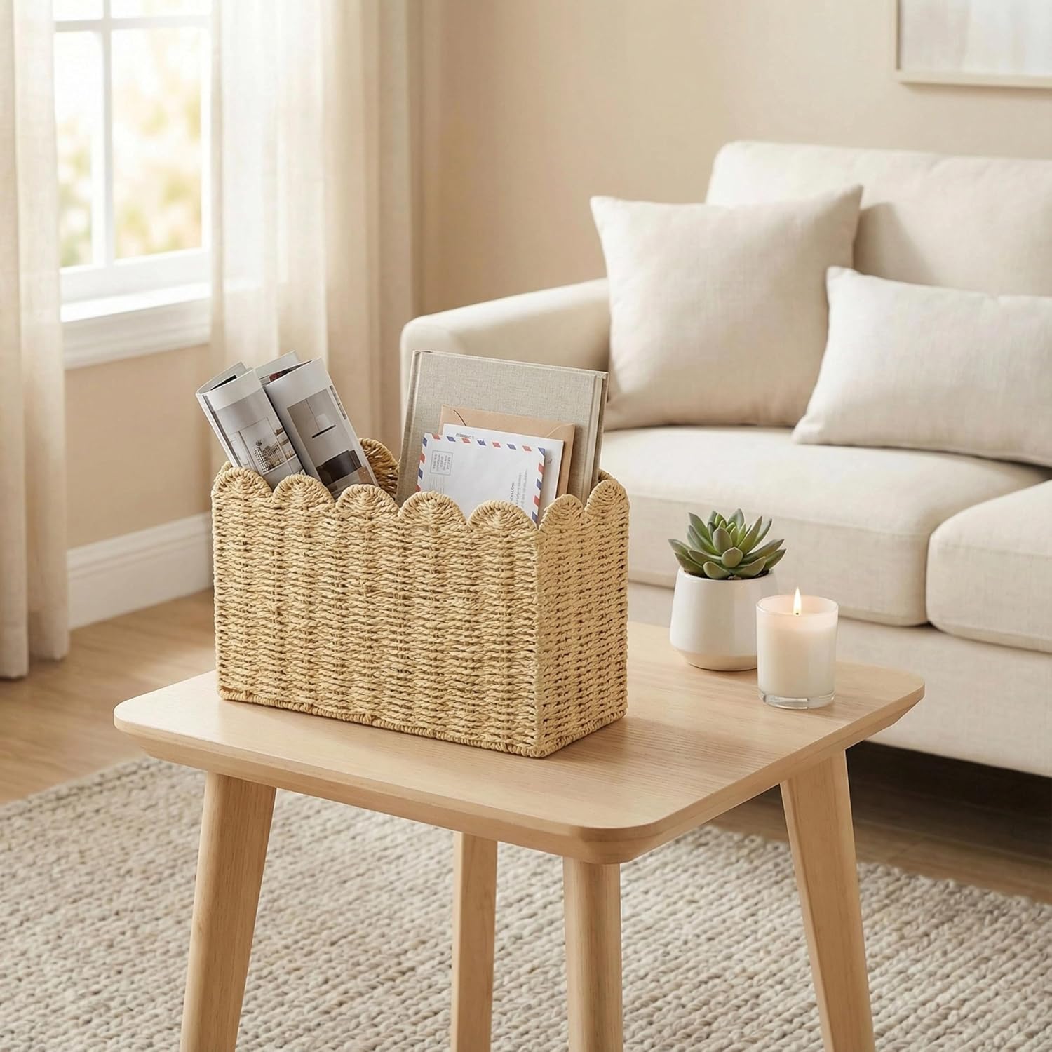 Tall Narrow Wicker Magazine Basket