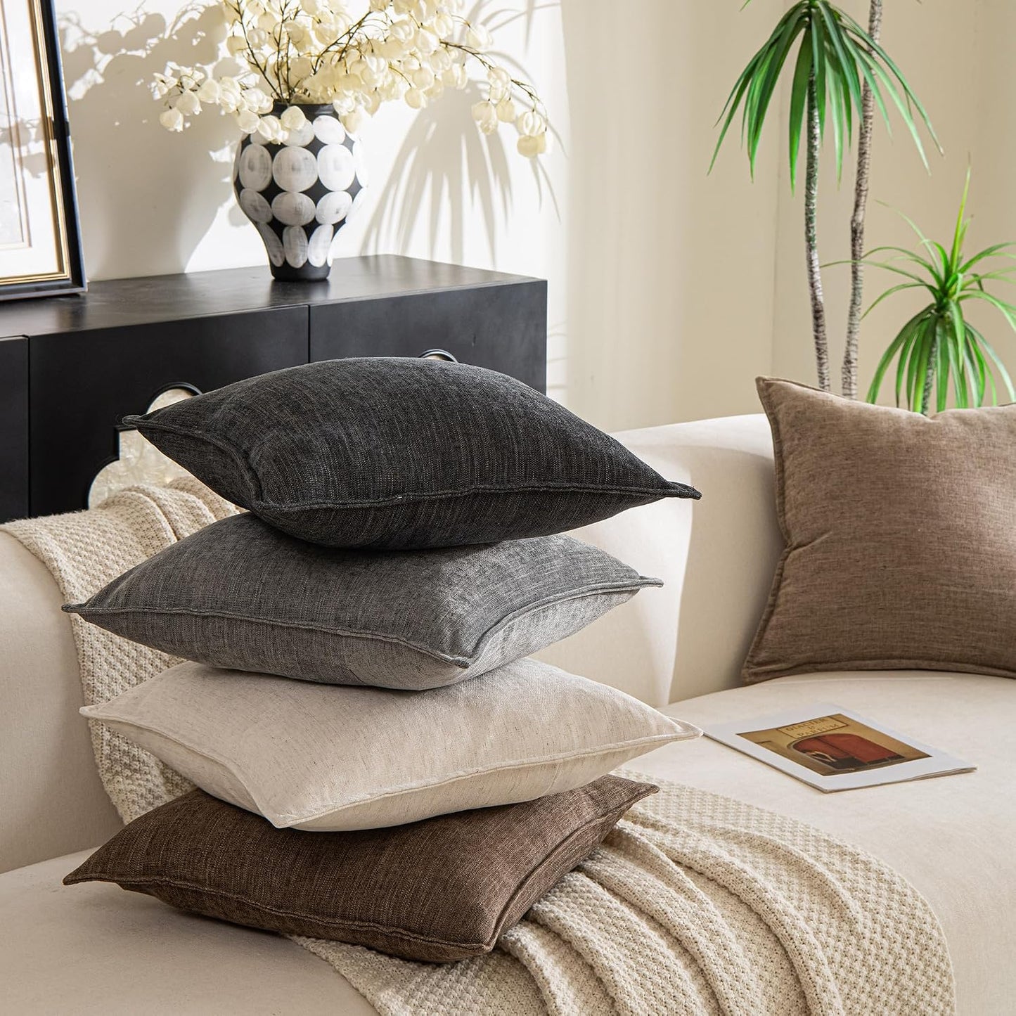 Farmhouse Decorative Pillow / Grayish Black / 22 x 22 / Set of 2