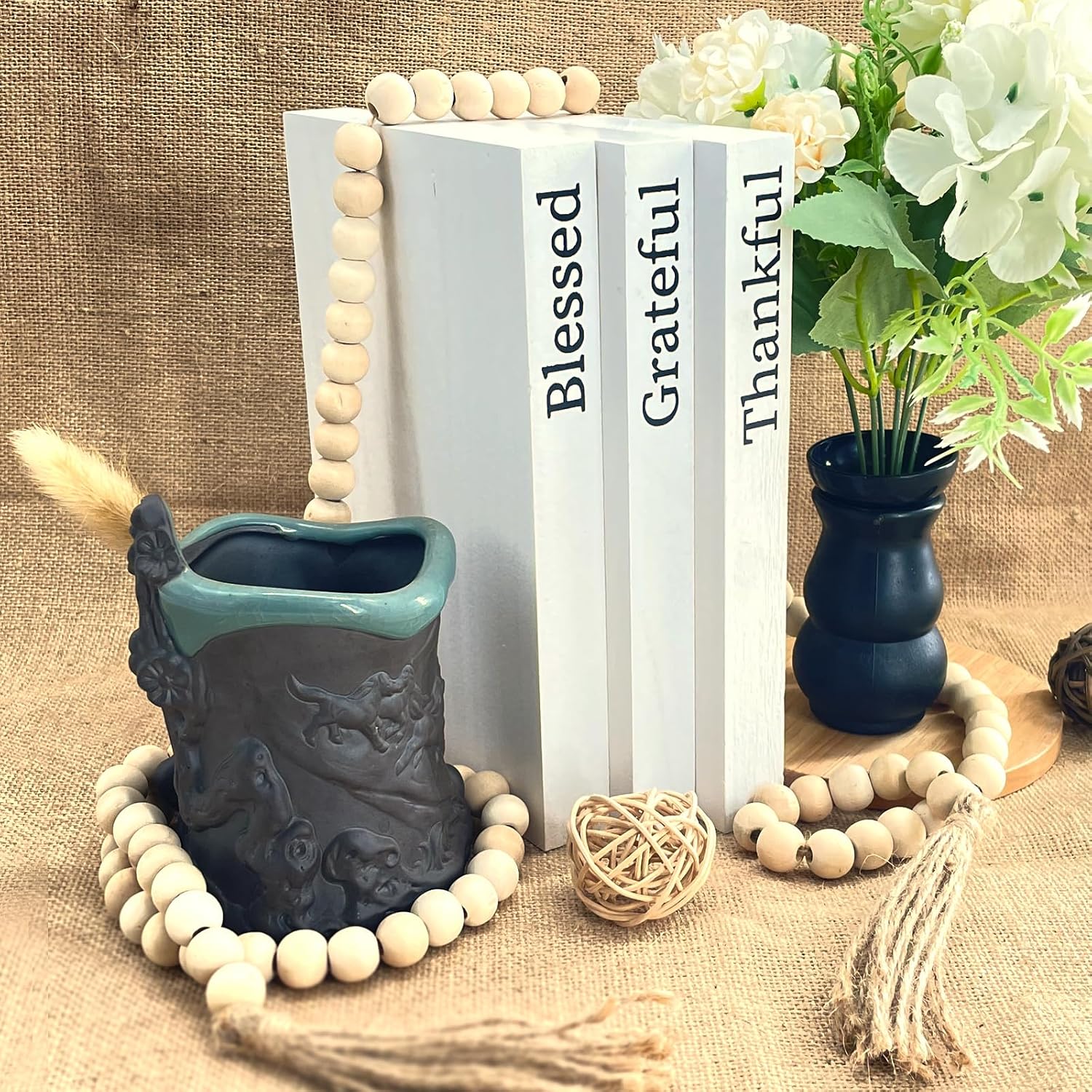 Faux Books for Decoration / Blessed, Grateful,thankful
