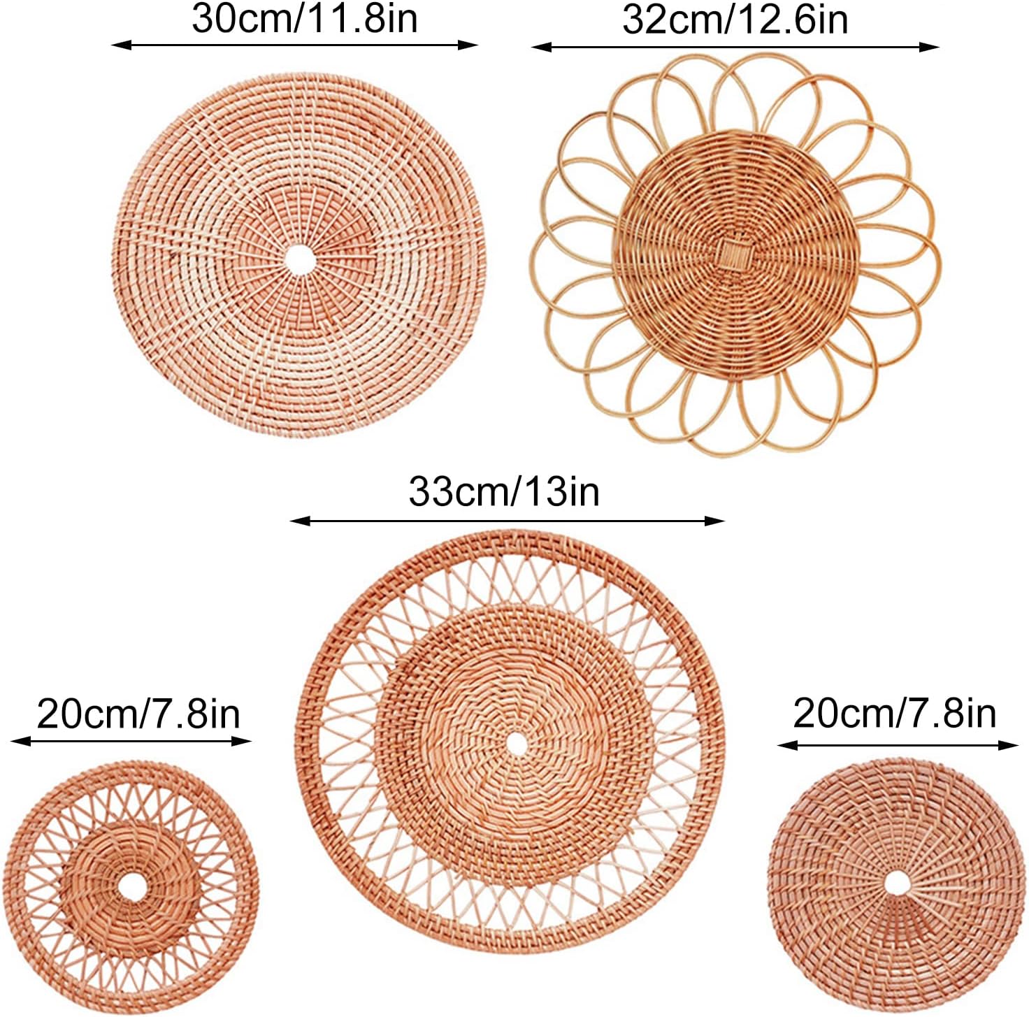 Hanging Woven Wall Basket / / Set of 5