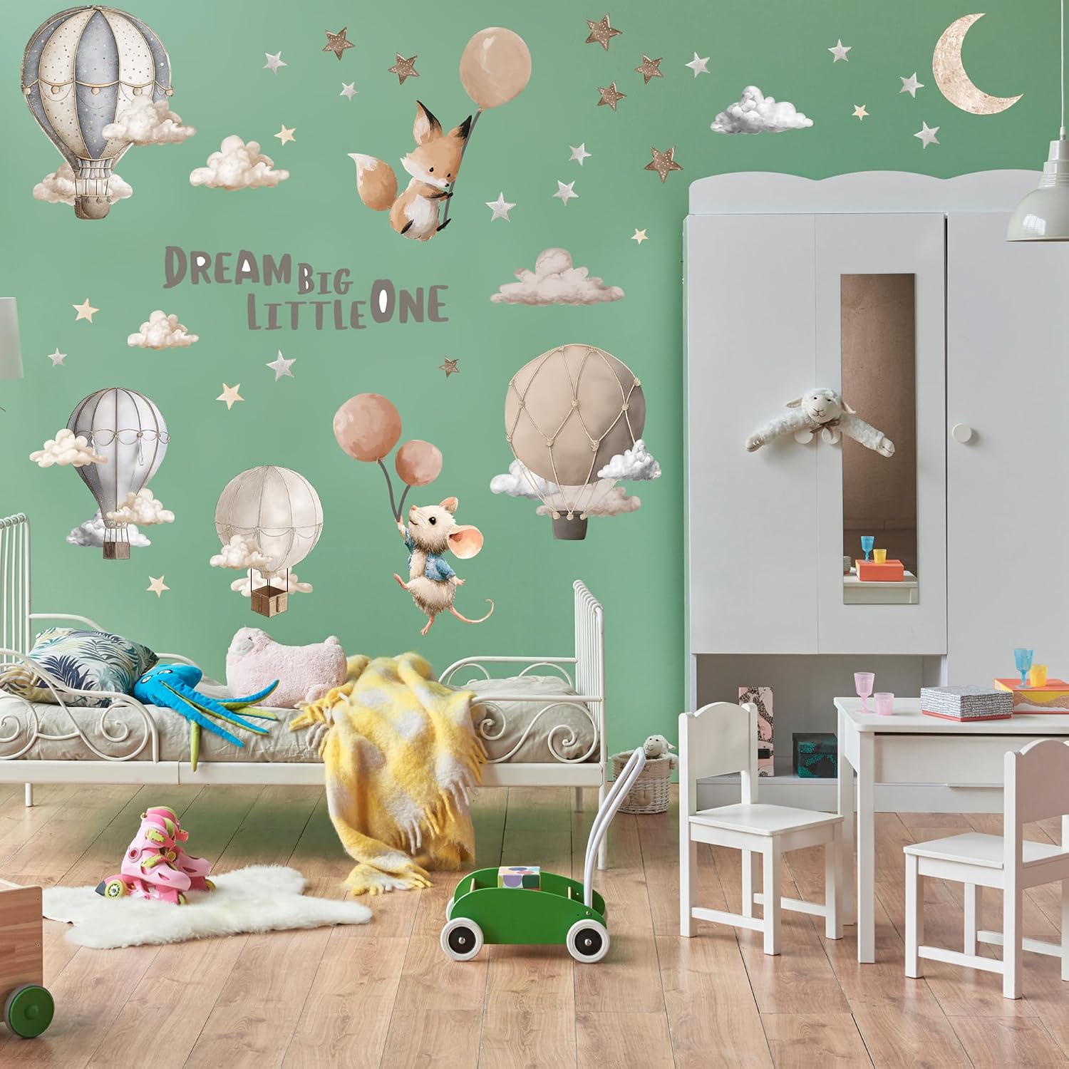 Dreamy Hot Air Balloon and Star Wall Decals / Dream Big Little One