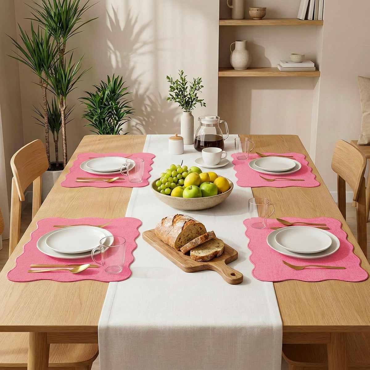 AHHFSMEI Linen Placemats Set of 8 Heat Resistant Non-Slip Stain Proof Table Mats for Kitchen Dining Elegant Decor Place