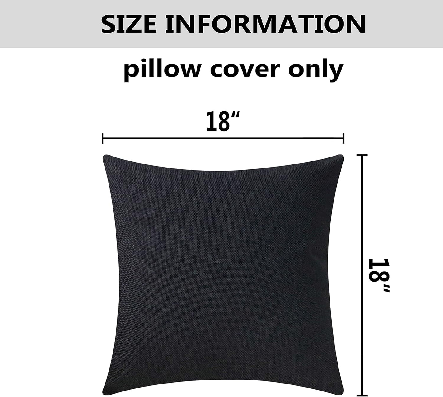 Pillows Covers Lined Linen Throw Pillow Covers for Bed Couch Sofa / 18 x 18 / Black / Set of 2