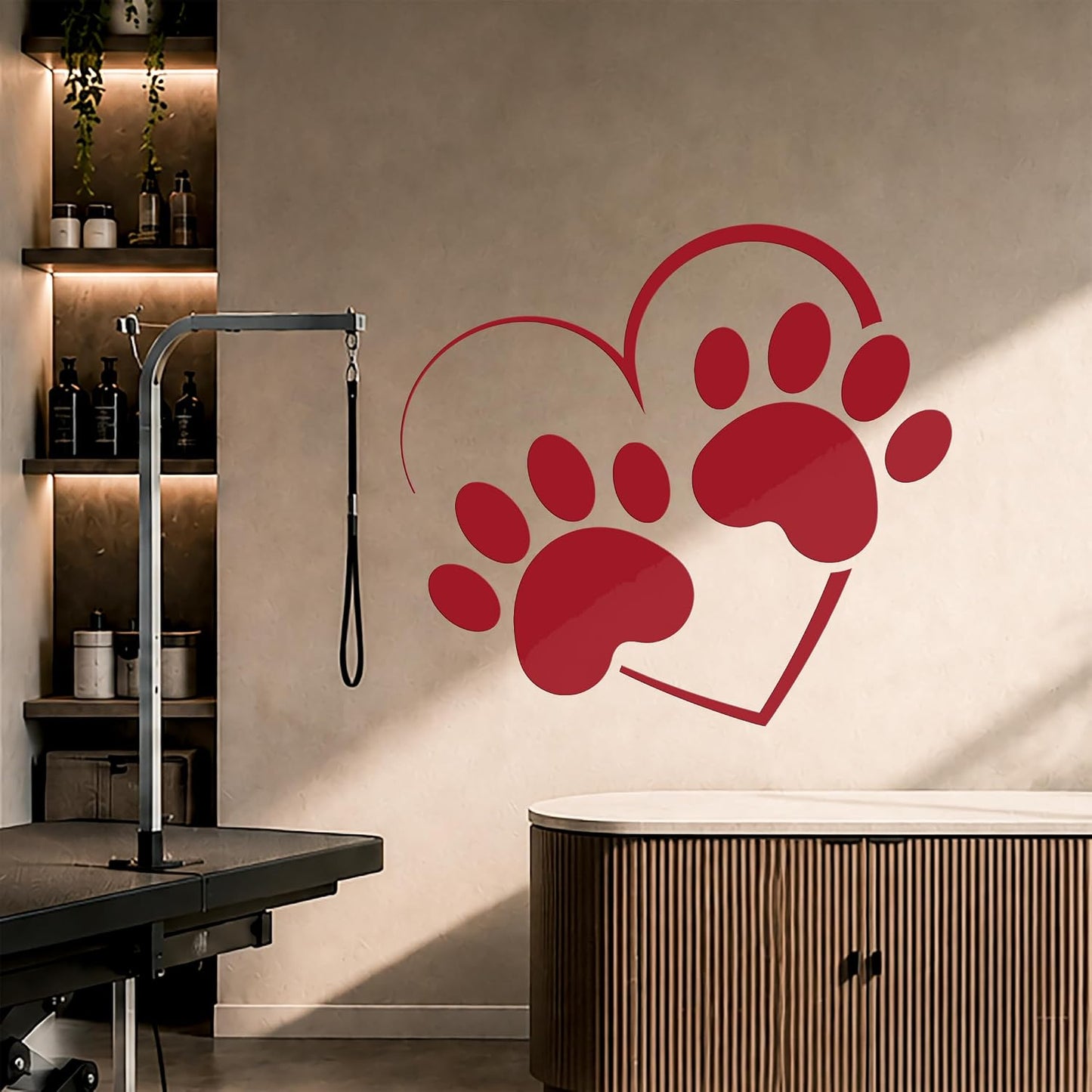 Vinyl Wall Decal Grooming Pets Paw Print House Animals Love Stickers / 22.5 x 25 / M In / Black