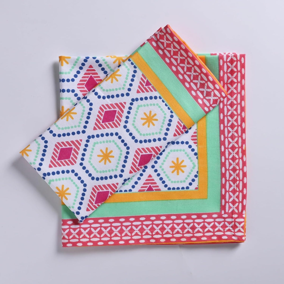 FINGERCRAFT Cloth Napkins Set of 12, 100% Cotton, 20x20 Inch, Coral Oasis | Mitered corner, washable, soft, absorbent