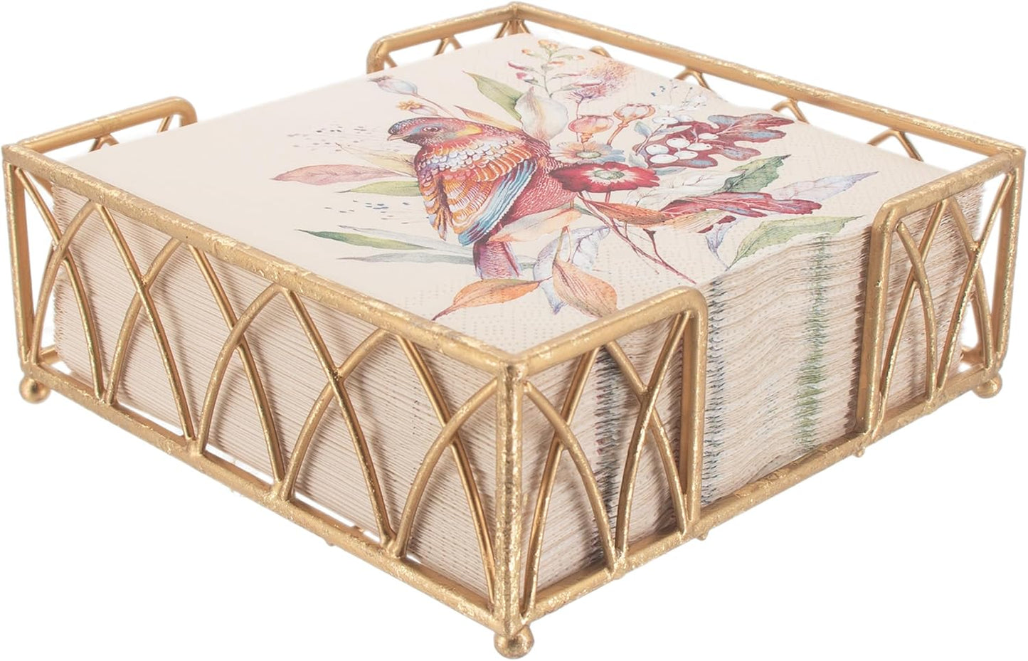 Arch Design Lunch Napkin Holder Caddy / Gold Leaf / 6.75 x 6.75
