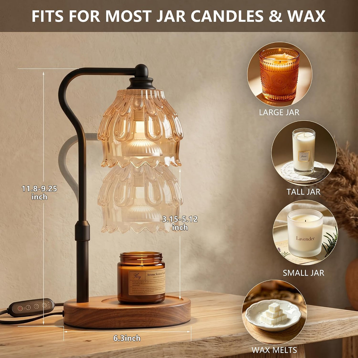 Candle Warmer Lamp with Timer and Wireless Remote Control | Dimmable Candle Warmer for Jar Candles, Mothers Day