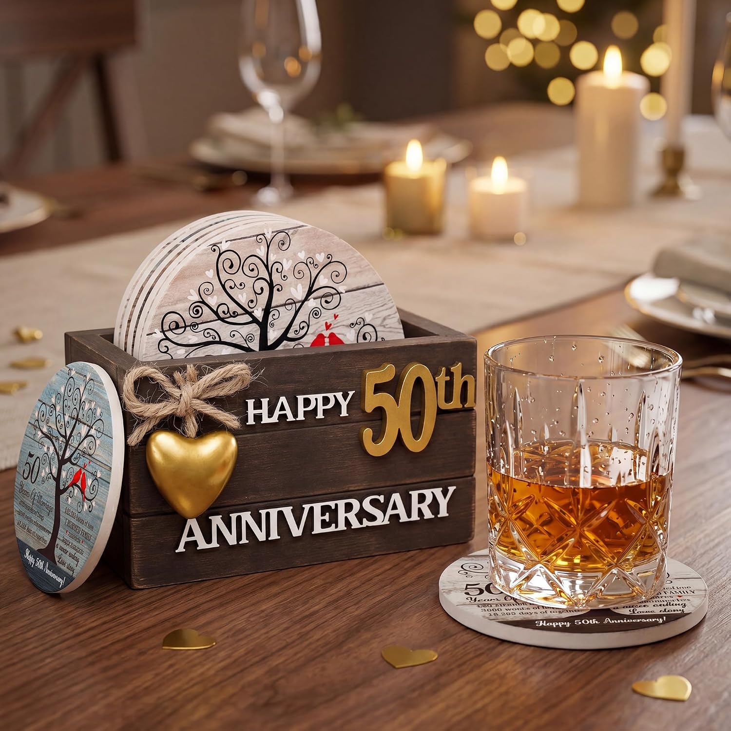 Holder Rustic Wooden Drink Coasters / Style 1