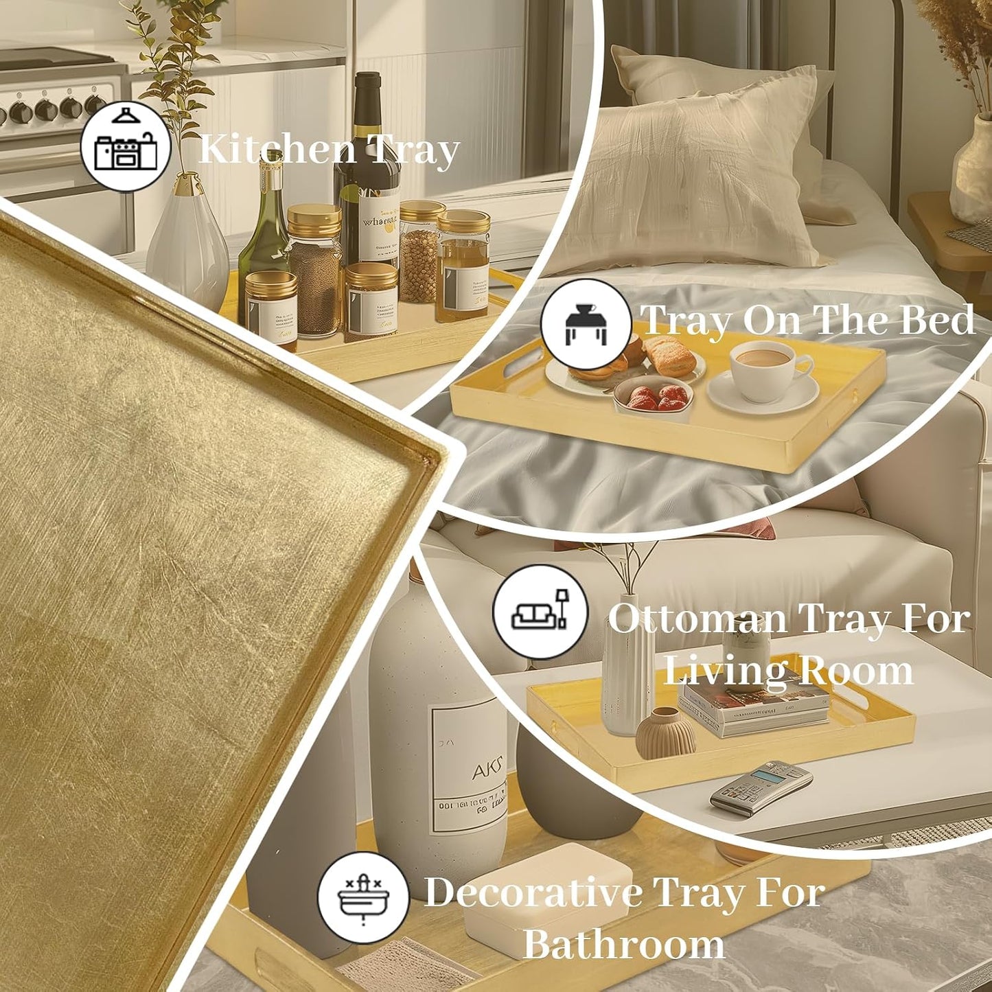 Modern Decorative Tray / 15.8 x 10.2 x 1.4 / Gold