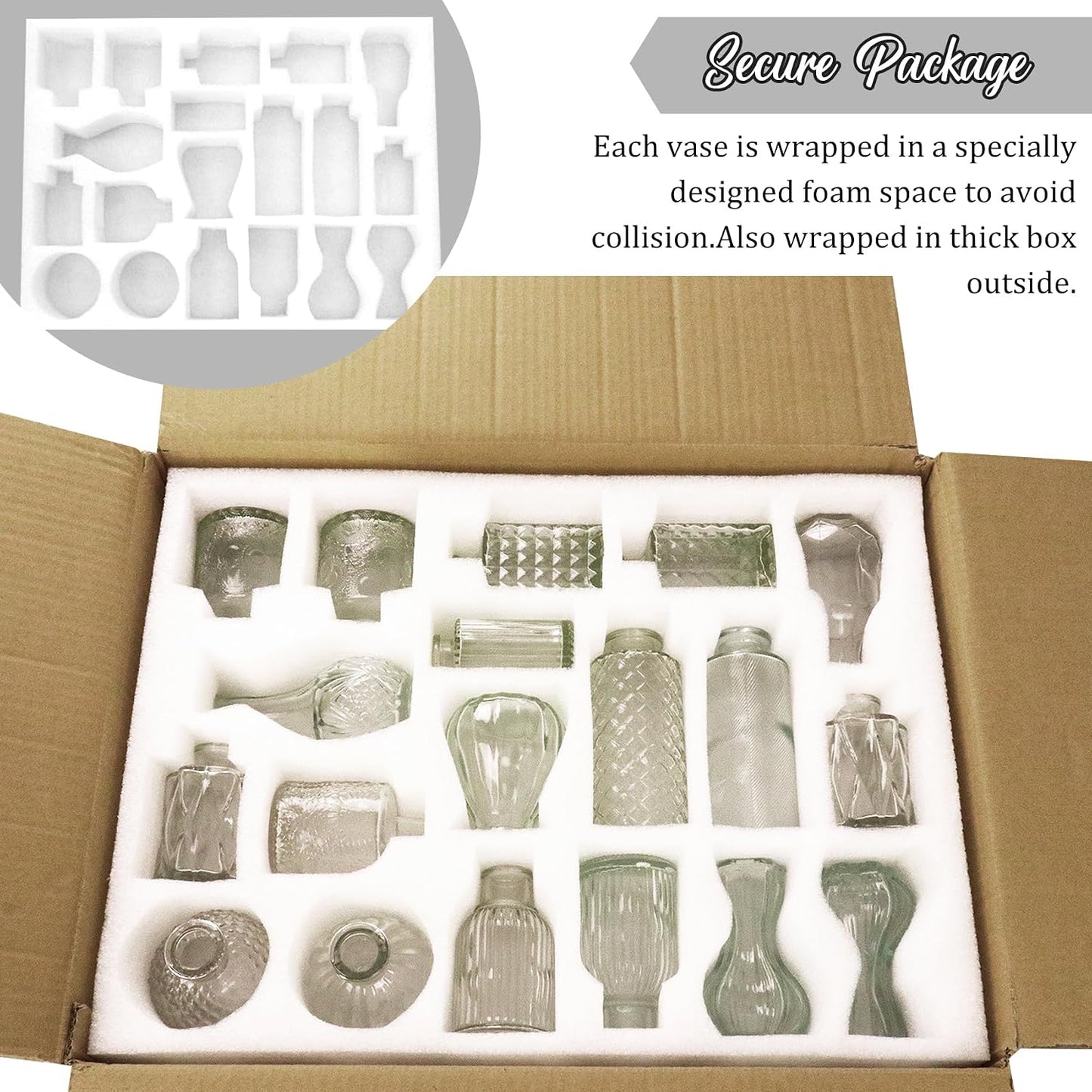 Bud Vases Set Small Vintage Glass Bottles Bud Vases in Bulk Multiple Shape Glass / Clear / Set of 36