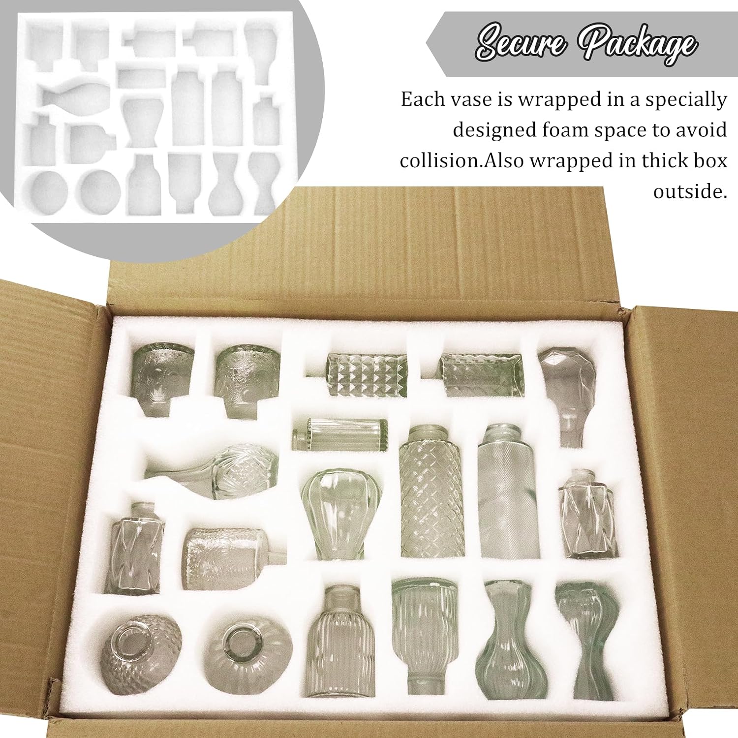 Bud Vases Set Small Vintage Glass Bottles Bud Vases in Bulk Multiple Shape Glass / Clear / Set of 36