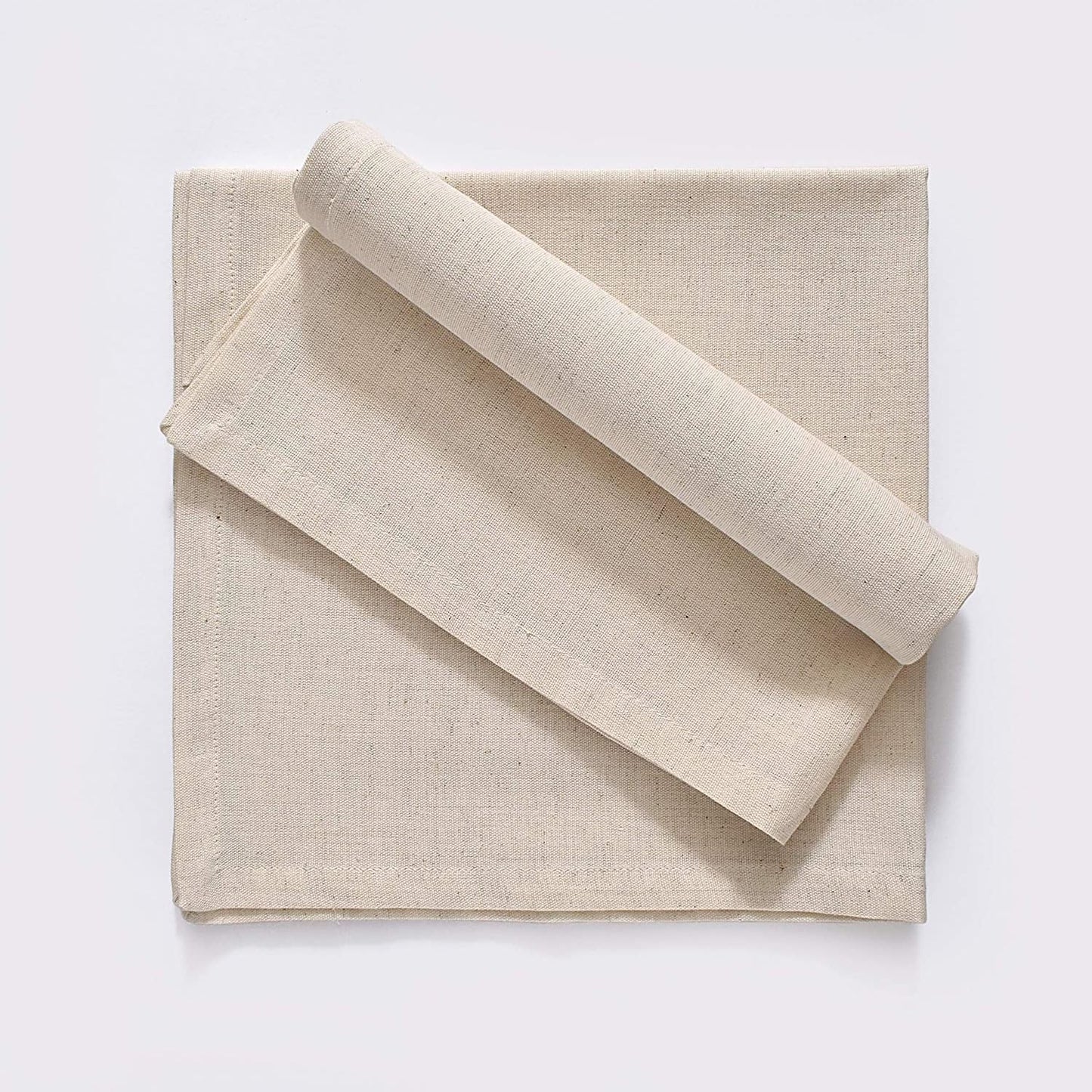 FINGERCRAFT Cloth Napkin, Cotton Linen, Set of 12, 20x20 inch, Ivory | Mitered, premium quality, soft, absorbent