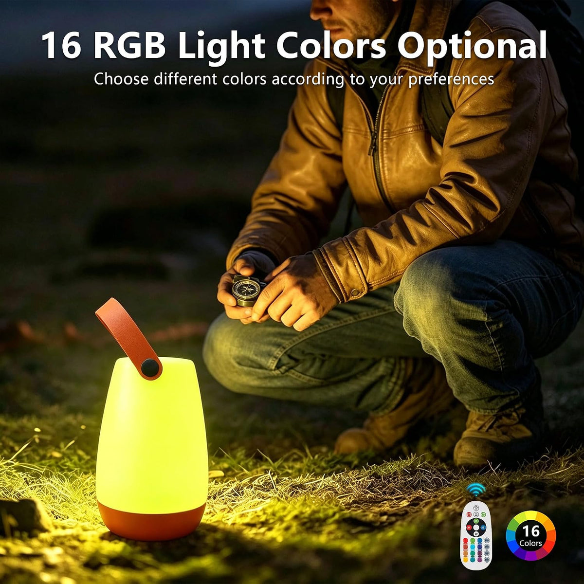 2-Pack Portable Outdoor Table Lamp,USB Rechargeable and RGB Light | IP44 Waterproof, Remote Control,Portable with