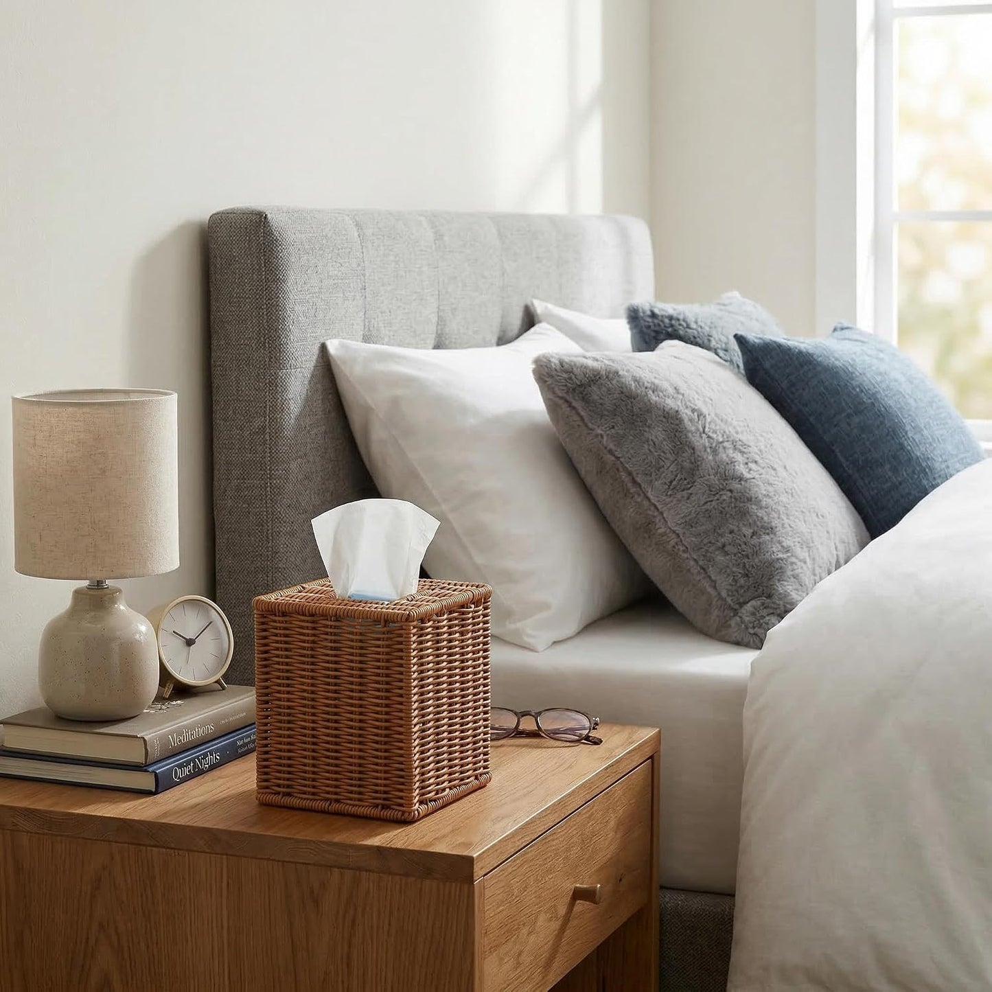 Square Rattan Tissue Box Cover