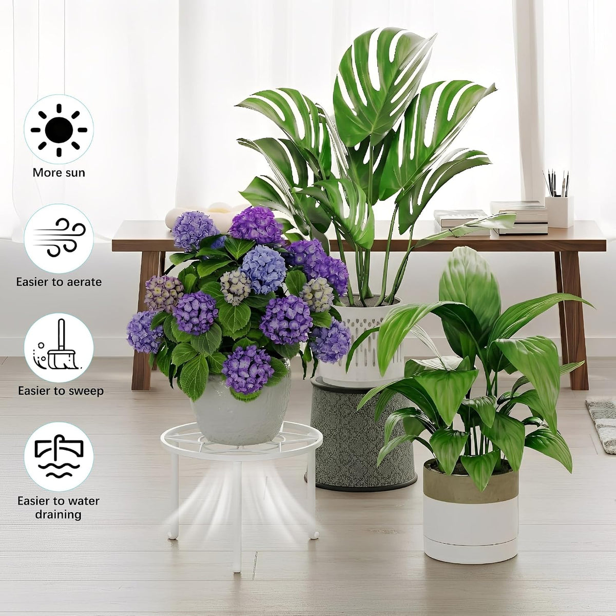 5-Pack Heavy Duty Plant Stand, Metal Flower Pot Holder for Indoor Outdoor Use