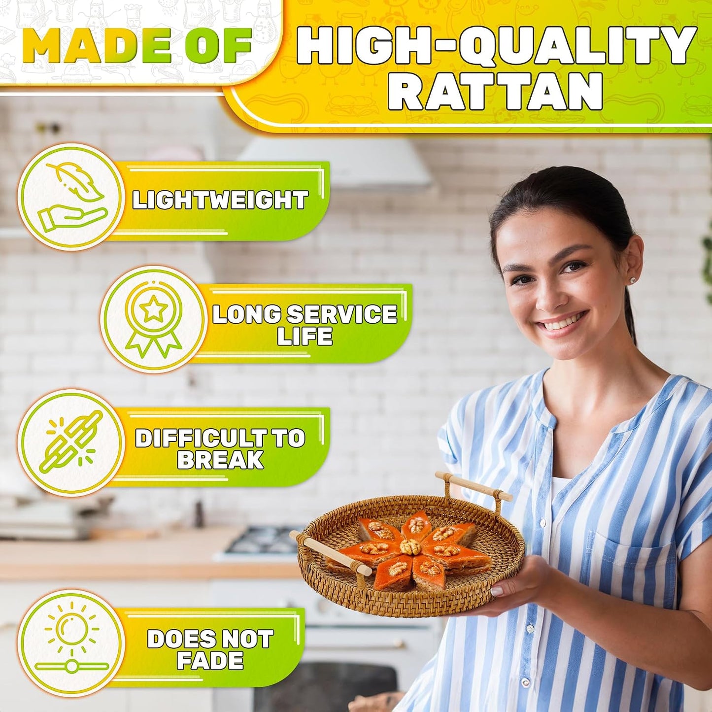 Round Rattan Tray / 8.7 Inch