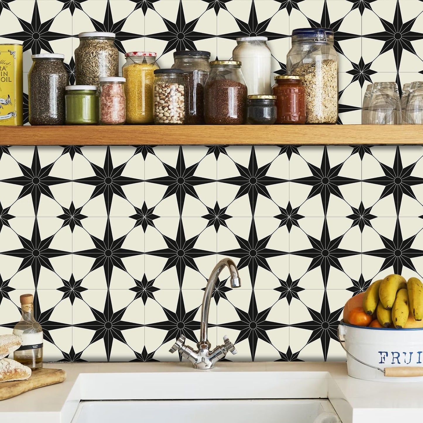 Peel and Stick Self Adhesive Removable Tiles Backsplash / 8 x 8 / Set of 16