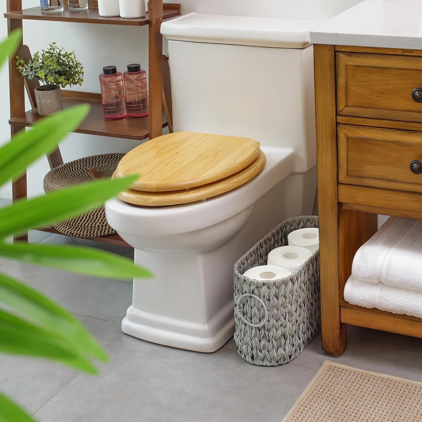 Wicker Basket / Toilet Paper Basket / Grey