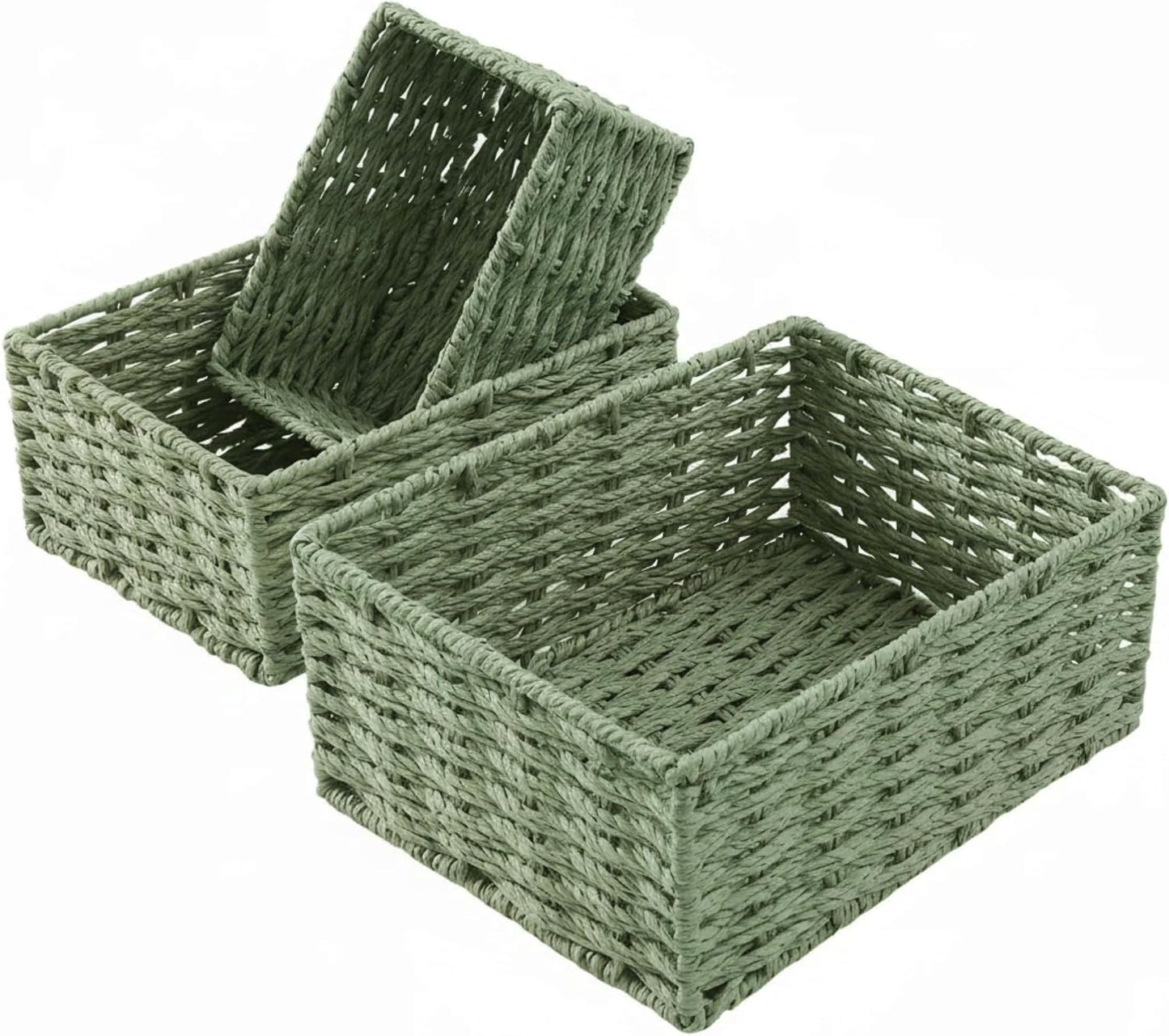Woven Storage Basket / Green / Set of 3