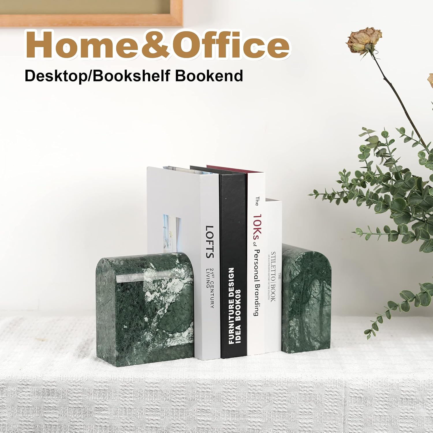 13LBS Non-Slip Book Ends / Green Marble-indian Green-13lb
