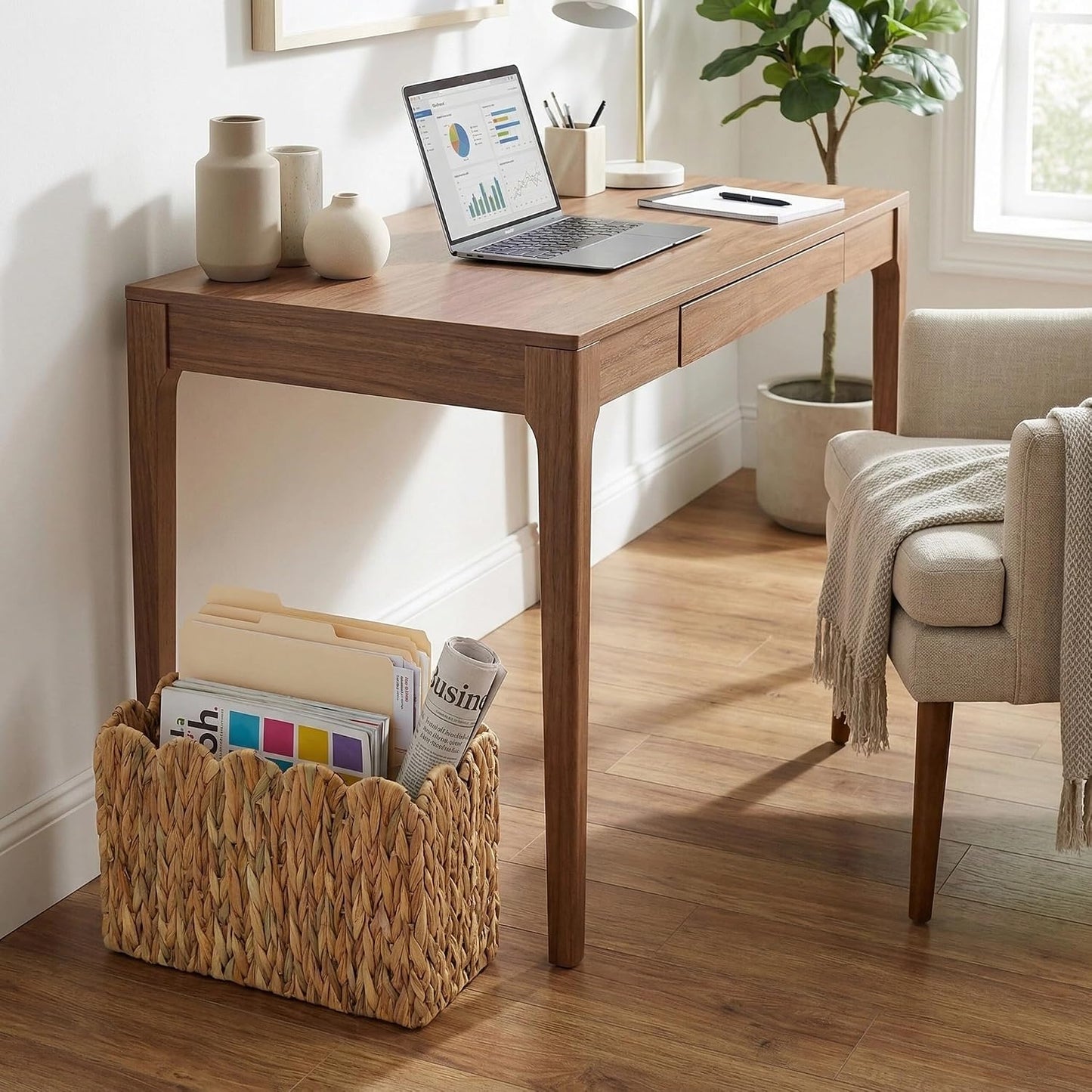 Tall Narrow Wicker Magazine Basket