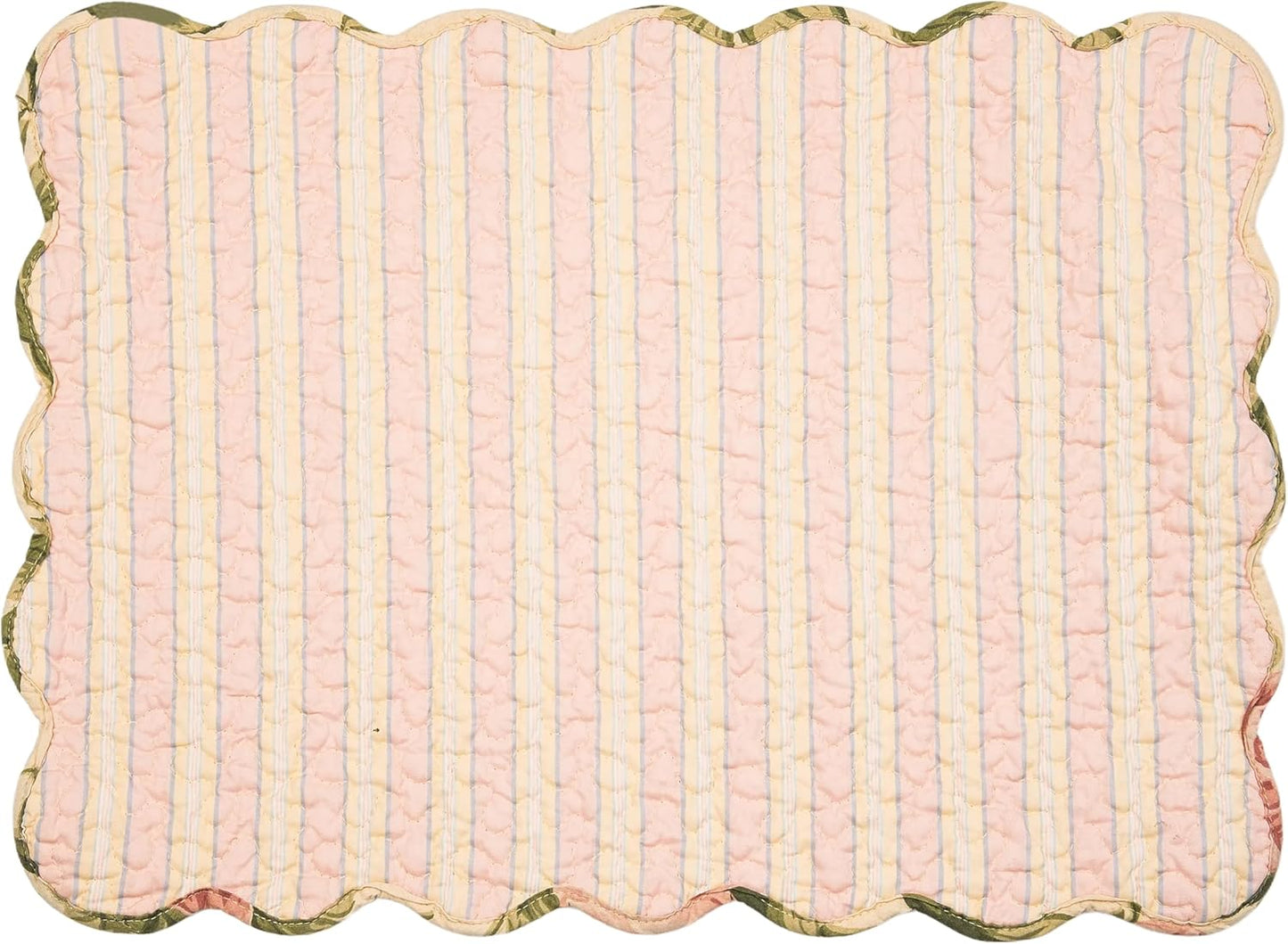 C&F Home Journee Reversible Scalloped Quilted Vintage Floral Flower Themed Dining Tabletop Placemats Set of 6 All