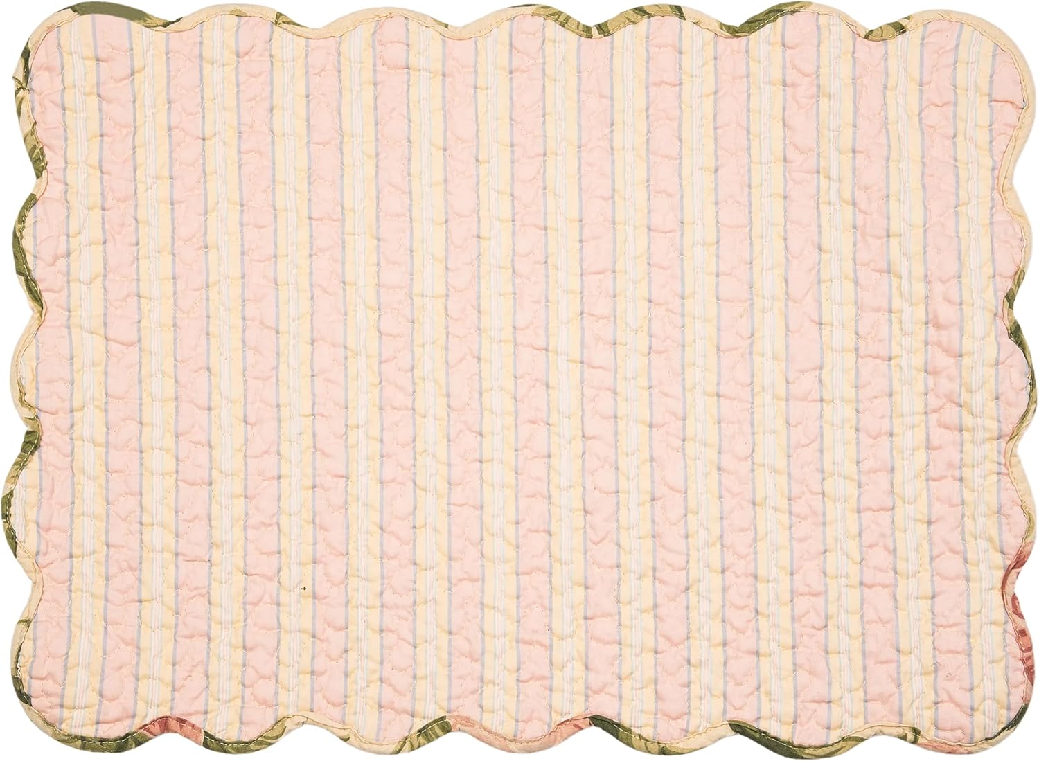 C&F Home Journee Reversible Scalloped Quilted Vintage Floral Flower Themed Dining Tabletop Placemats Set of 6 All