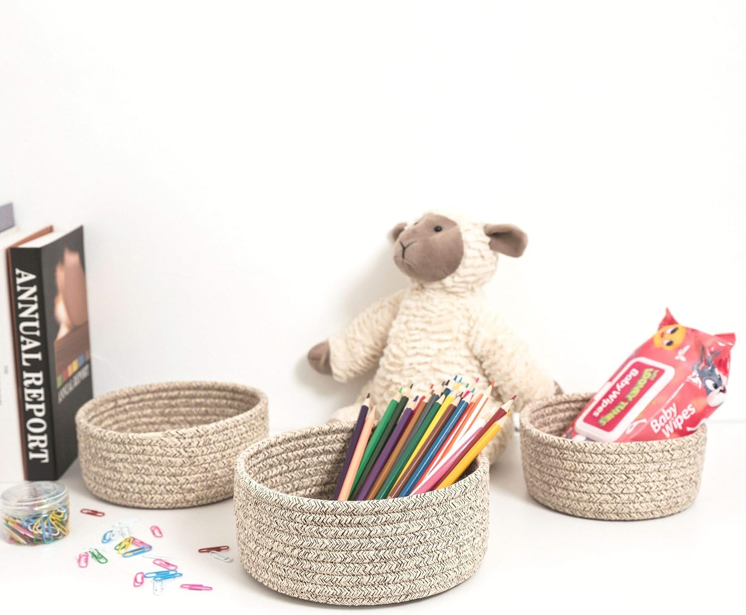 Small Catch All Basket / Light Brown / Set of 3