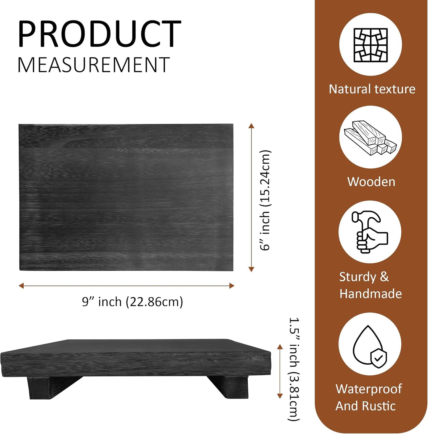 Rustic Pedestal Stand / Black / 9 x 6 x 1.5