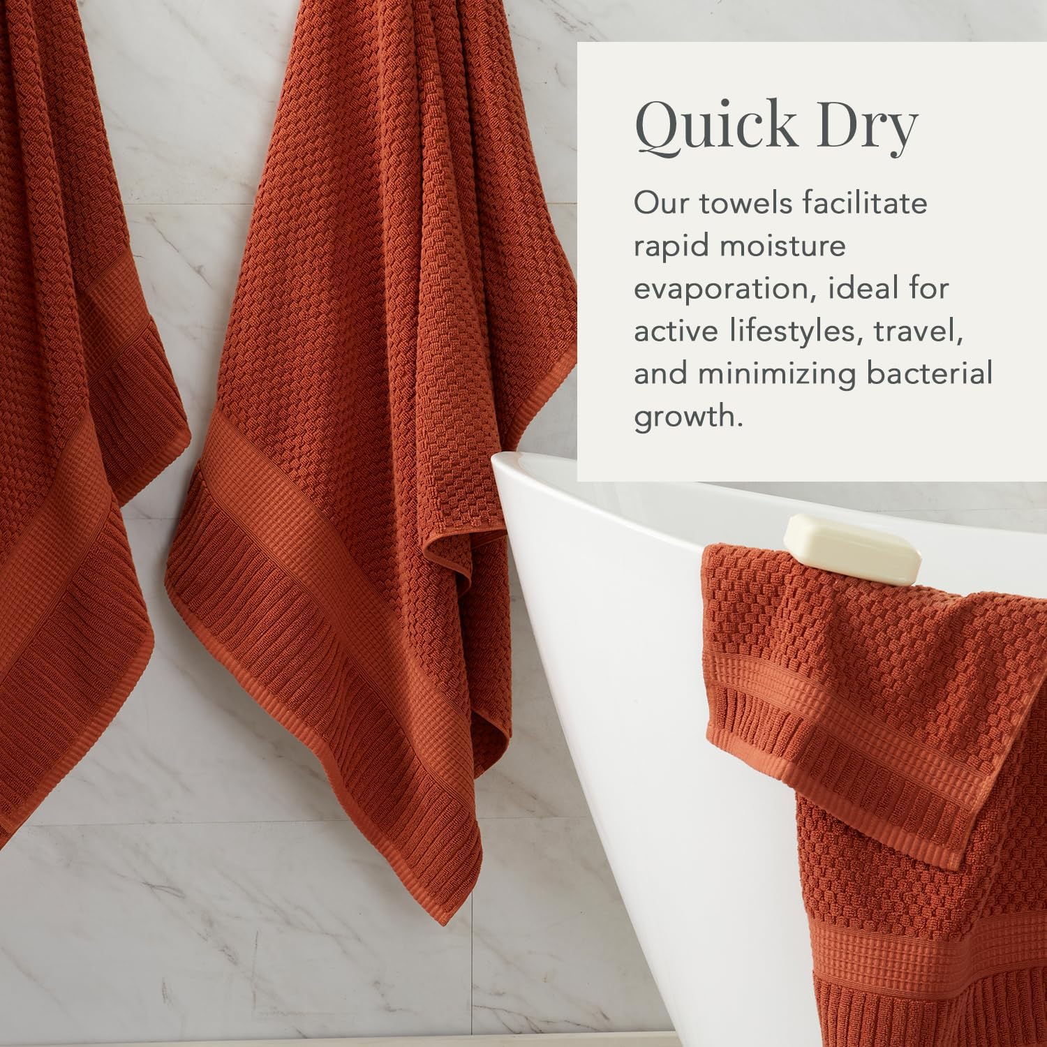NY Loft 100% Cotton 6-Piece Bath Towel Set | Clay | Oeko-TEX | Quick-Dry | 30" x 52" Bath Towels | 16" x 28" Hand