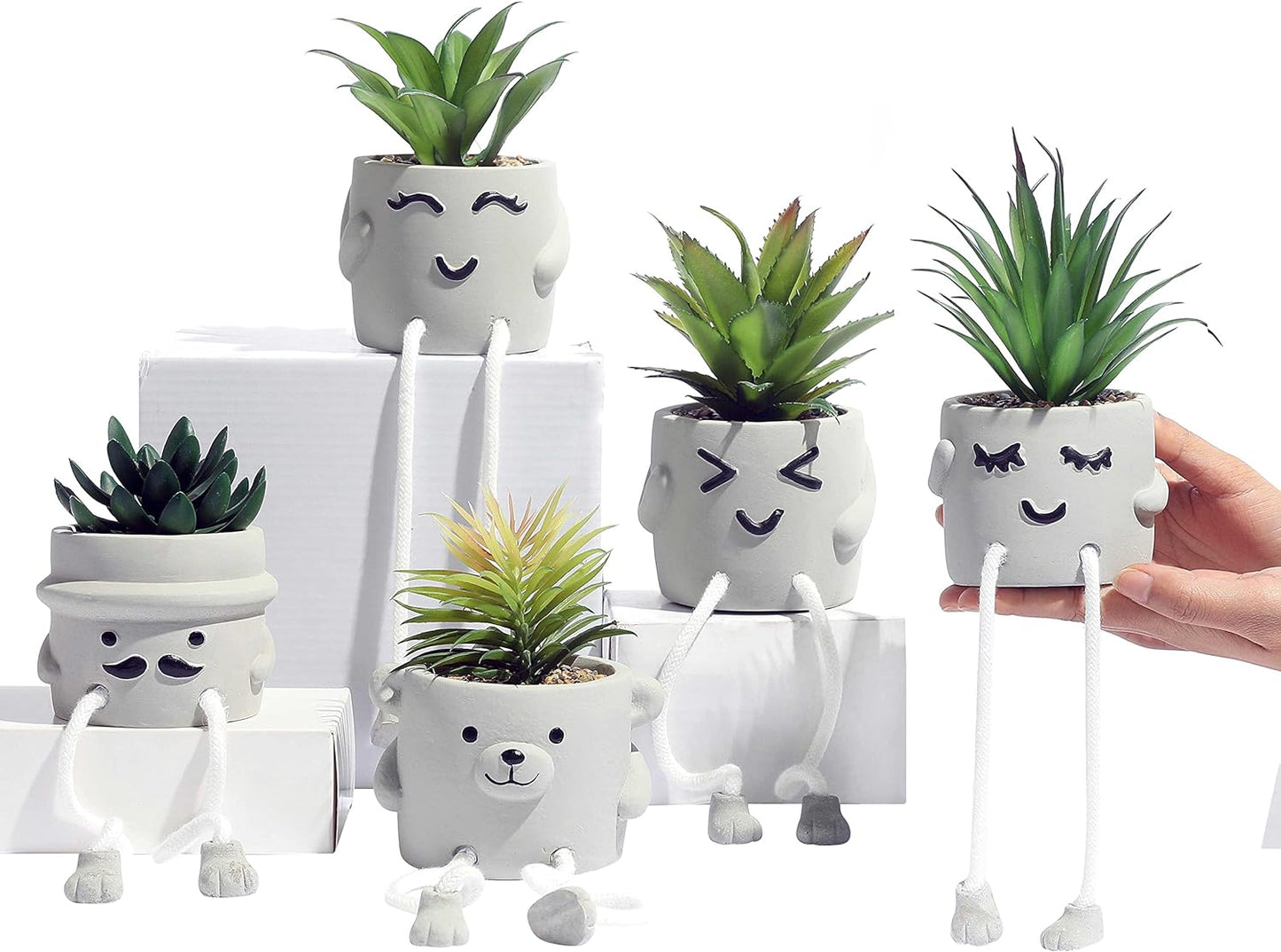 fake succulents plants artificial for desk decor / Collection A / Set of 3