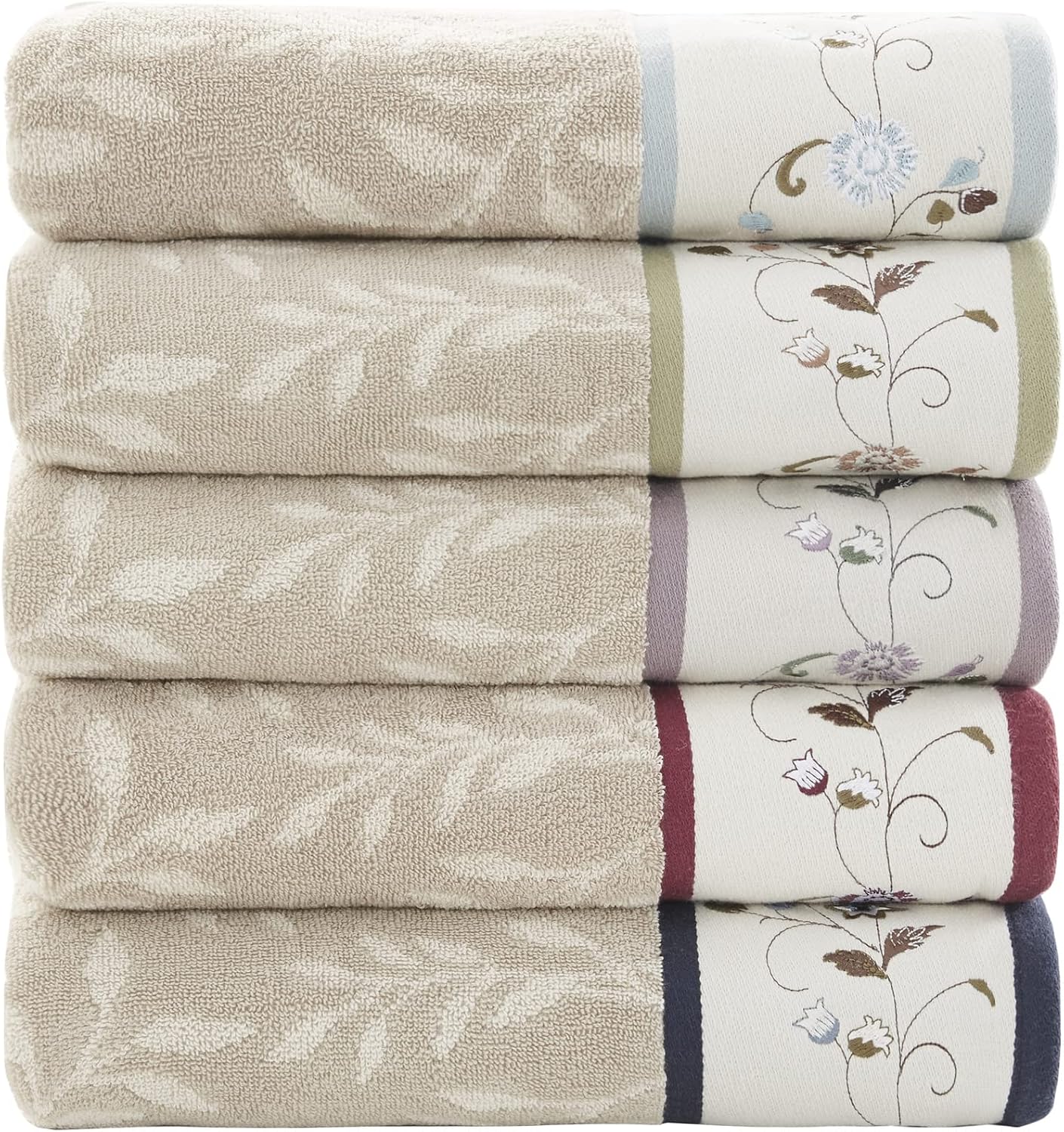 Madison Park Serene 100% Cotton Bath Towel Set Luxurious Floral Decorative Towels for Bathroom Embroidered Cotton