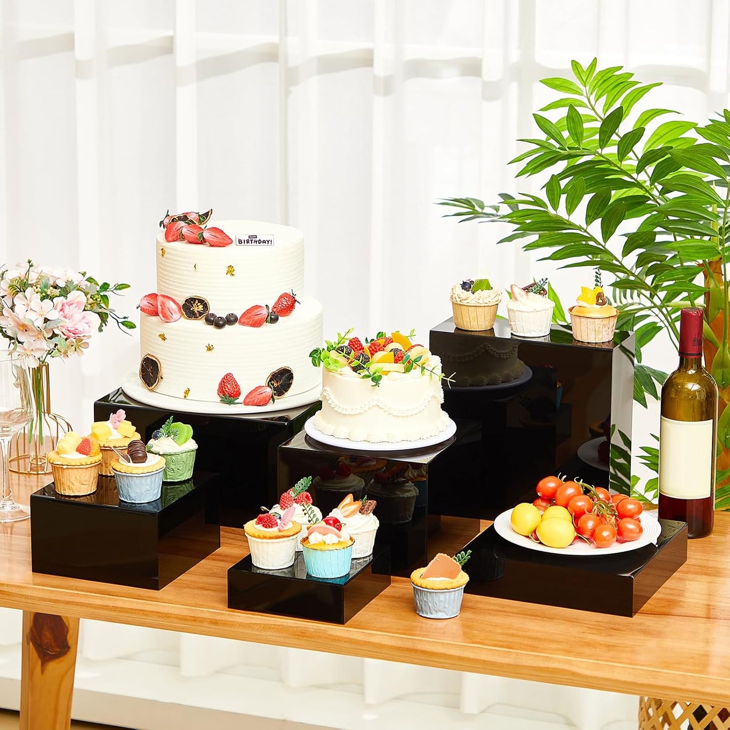Catering Dessert Table Risers Food Decorative Stands / Black / 6 To 11 Inch / Square / 11 Inch