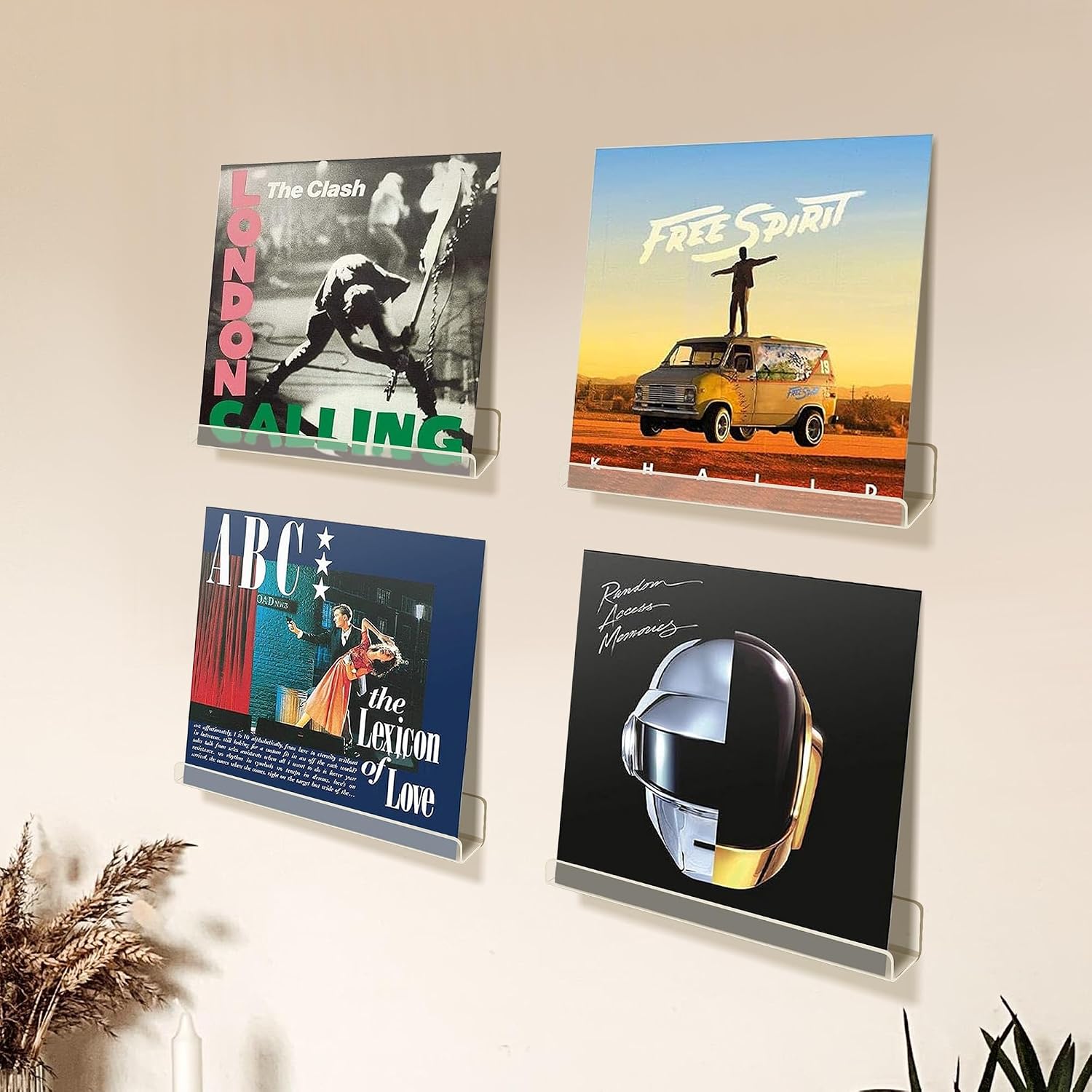 upsimples 18 Pcs 12" Vinyl Record Wall Mount Shelves, Clear Acrylic Display | Display Full Album Covers, Keep Records