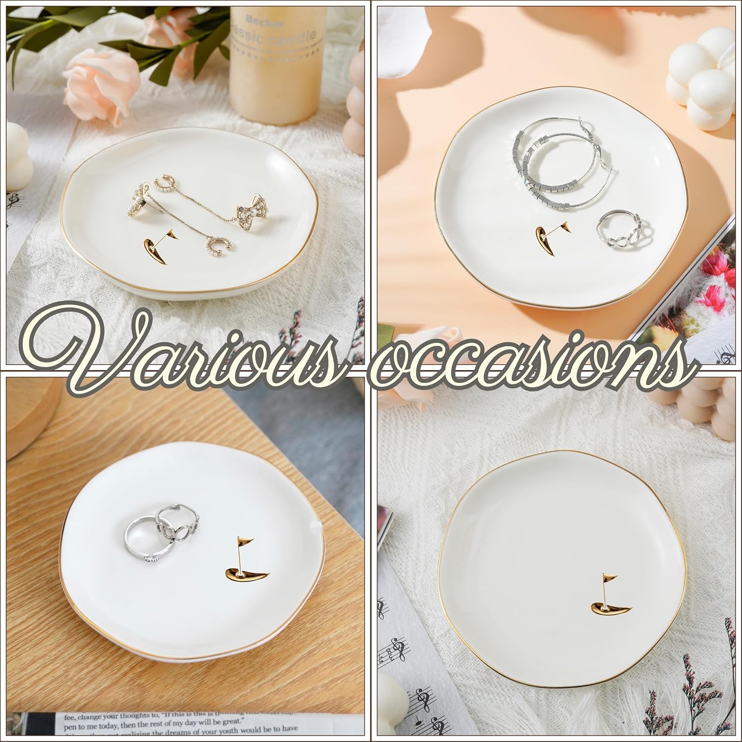 4.75" Handcrafted Ceramic Ring Dish / Gold