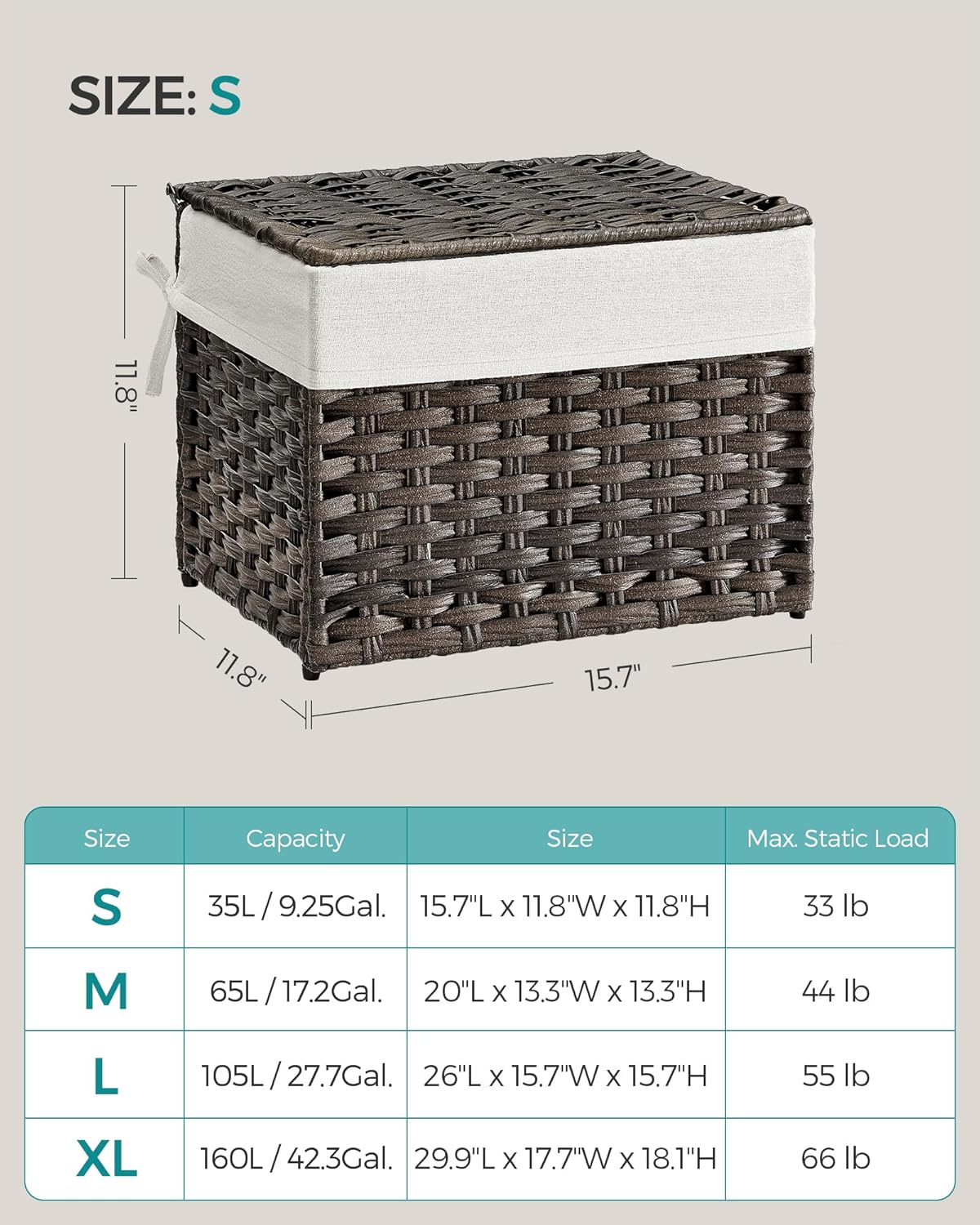 Metal Frame / Woven Blanket Storage Bin / 35 L / Brown