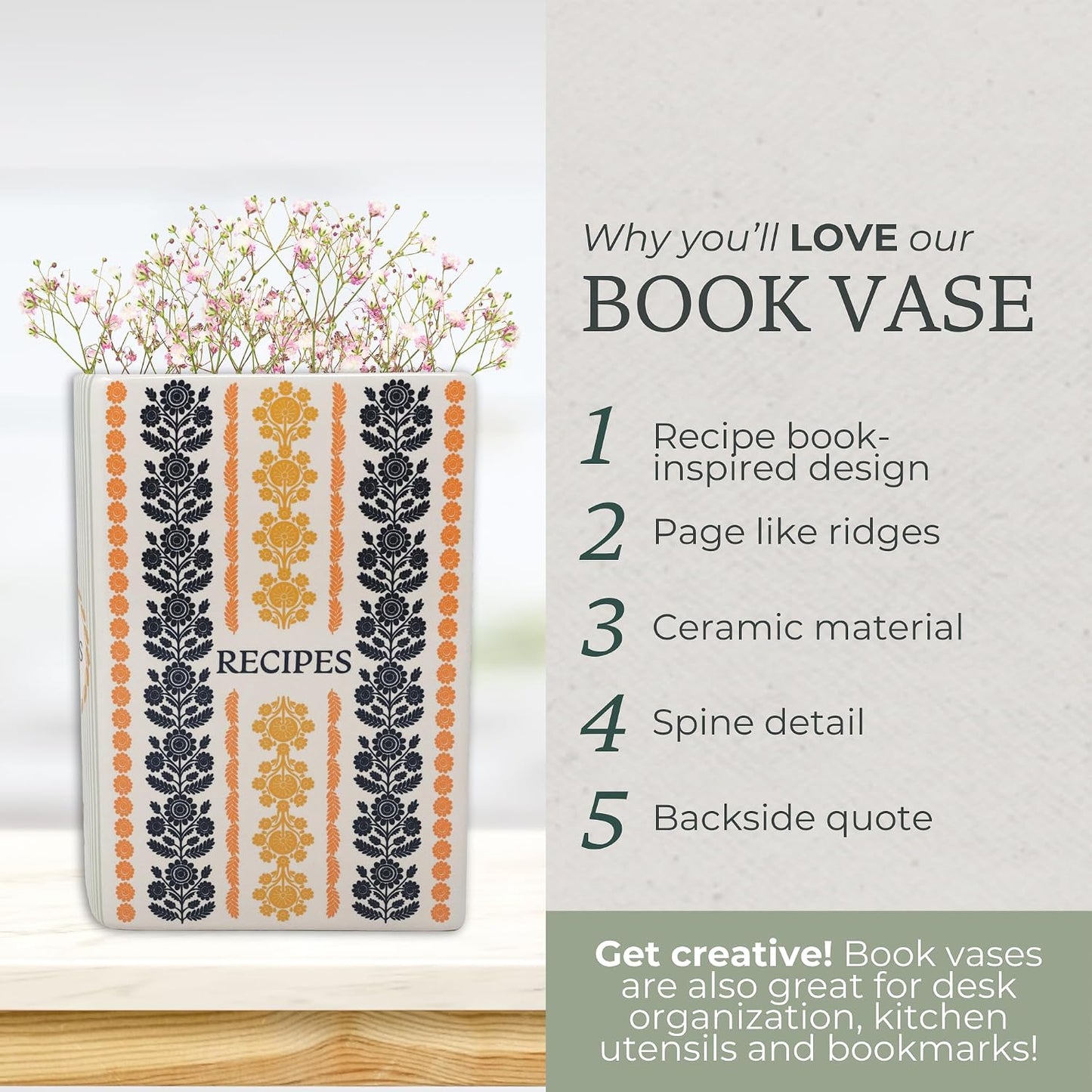 Ceramic Vases / Unique Vase / Vintage Floral Stripe