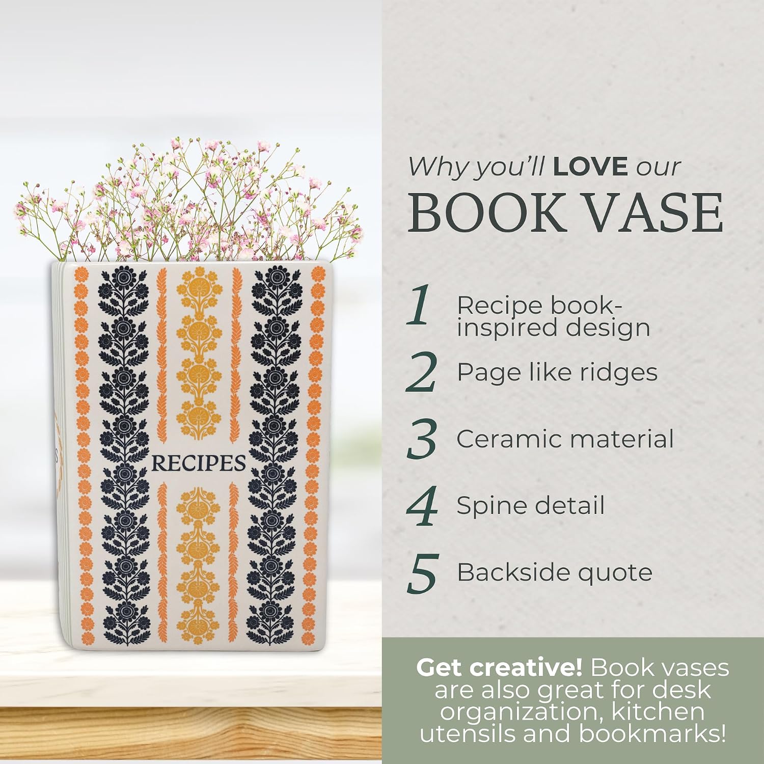 Ceramic Vases / Unique Vase / Vintage Floral Stripe
