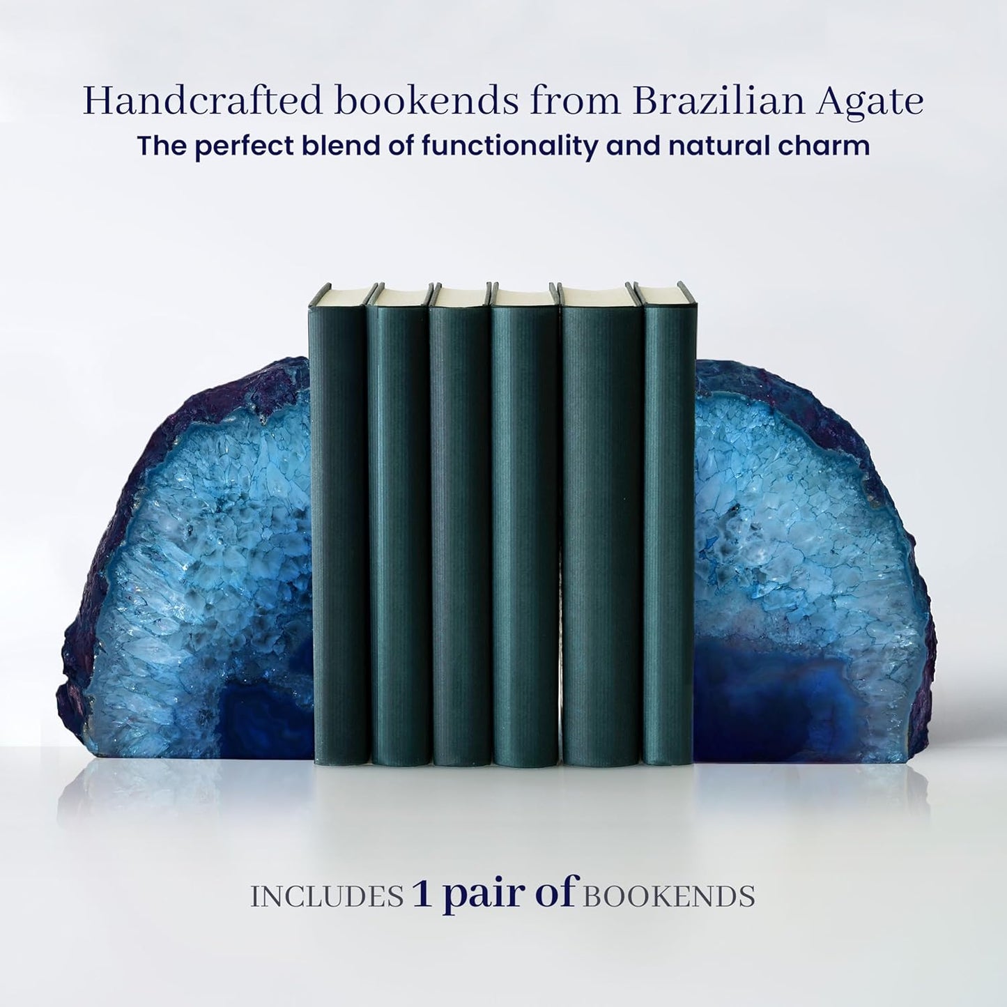 Bookends / Agate Bookends / 3-4 Lbs / Teal