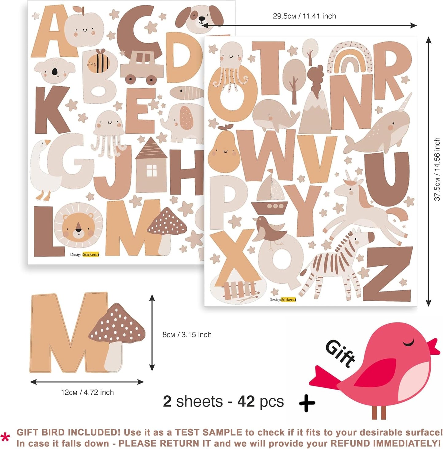 Alphabet Stickers Boho / Abc Wall Decals