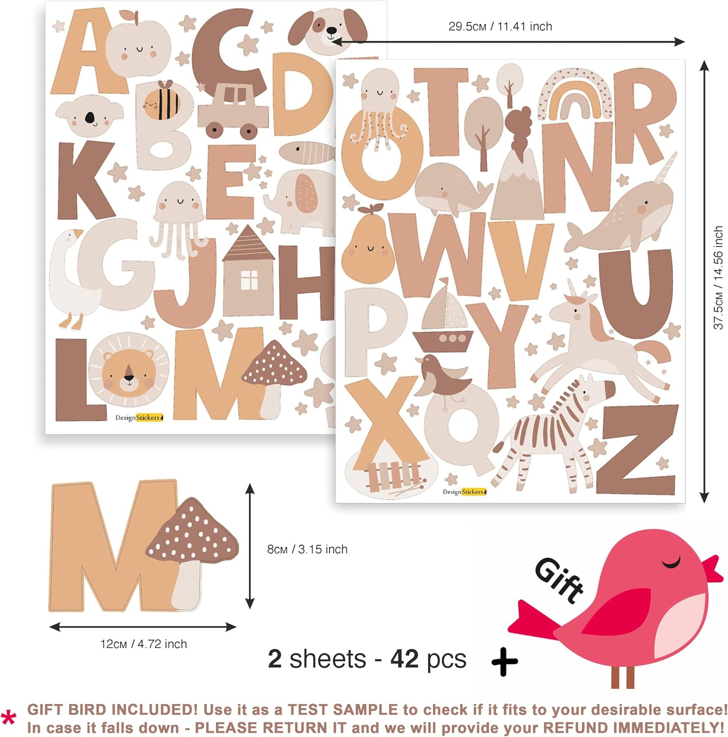Alphabet Stickers Boho / Abc Wall Decals