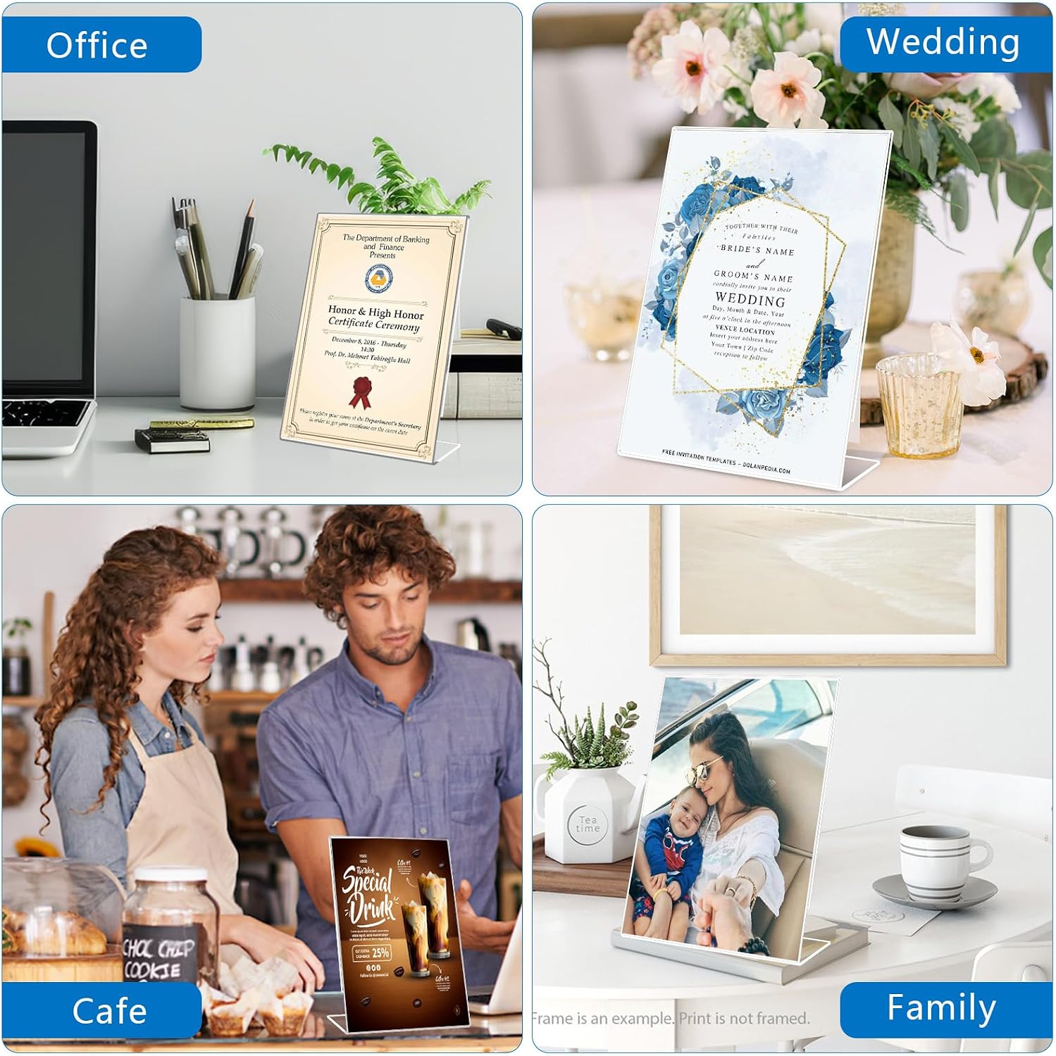 Acrylic Sign Holder / Clear / 5 x 7 / Set of 8