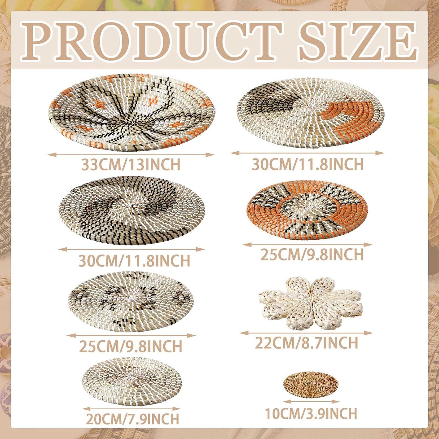 Boho Hanging Wall Basket Decor Handmade Woven Basket Wall Decorative Boho Wicker / Cute / Set of 11