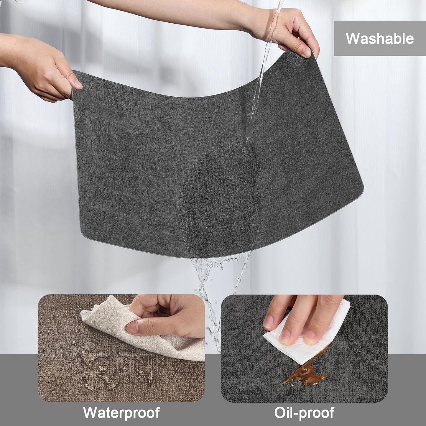 Myir JUN Faux Leather Placemats Set of 6, Dual Sided Waterproof Place Mats | Heat Resistant Wipeable Vinyl Table Mat