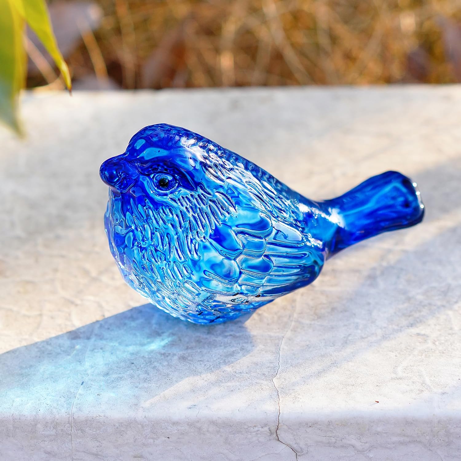 3" Glass Bird Figurine Miniature Blown Glass Birds Bird Gifts for Bird Lovers / Blue / Set of 2