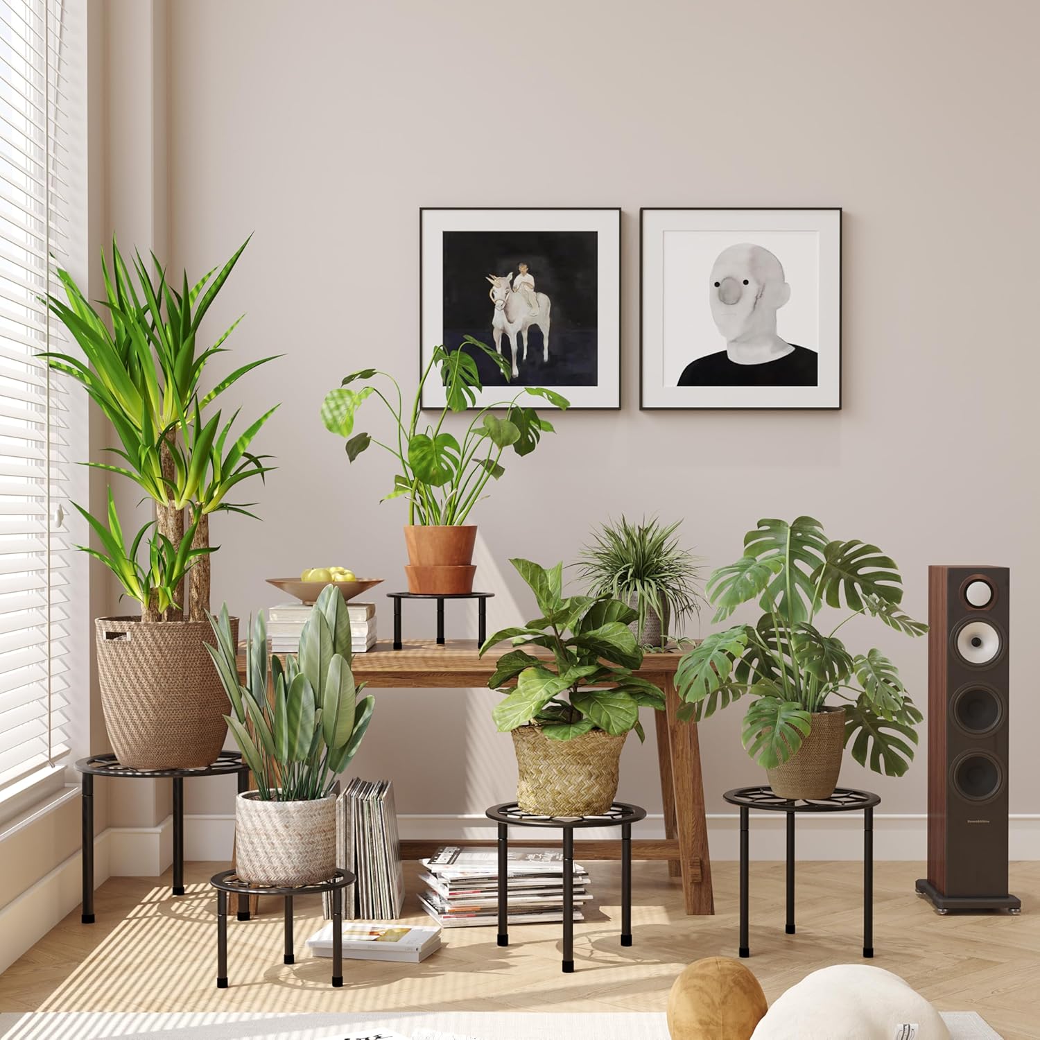 Metal Plant Stand Indoor Outdoor,Indoor Plant Stands for Patio Rust Proof,Heavy Duty Flower Pot Stands for Multiple