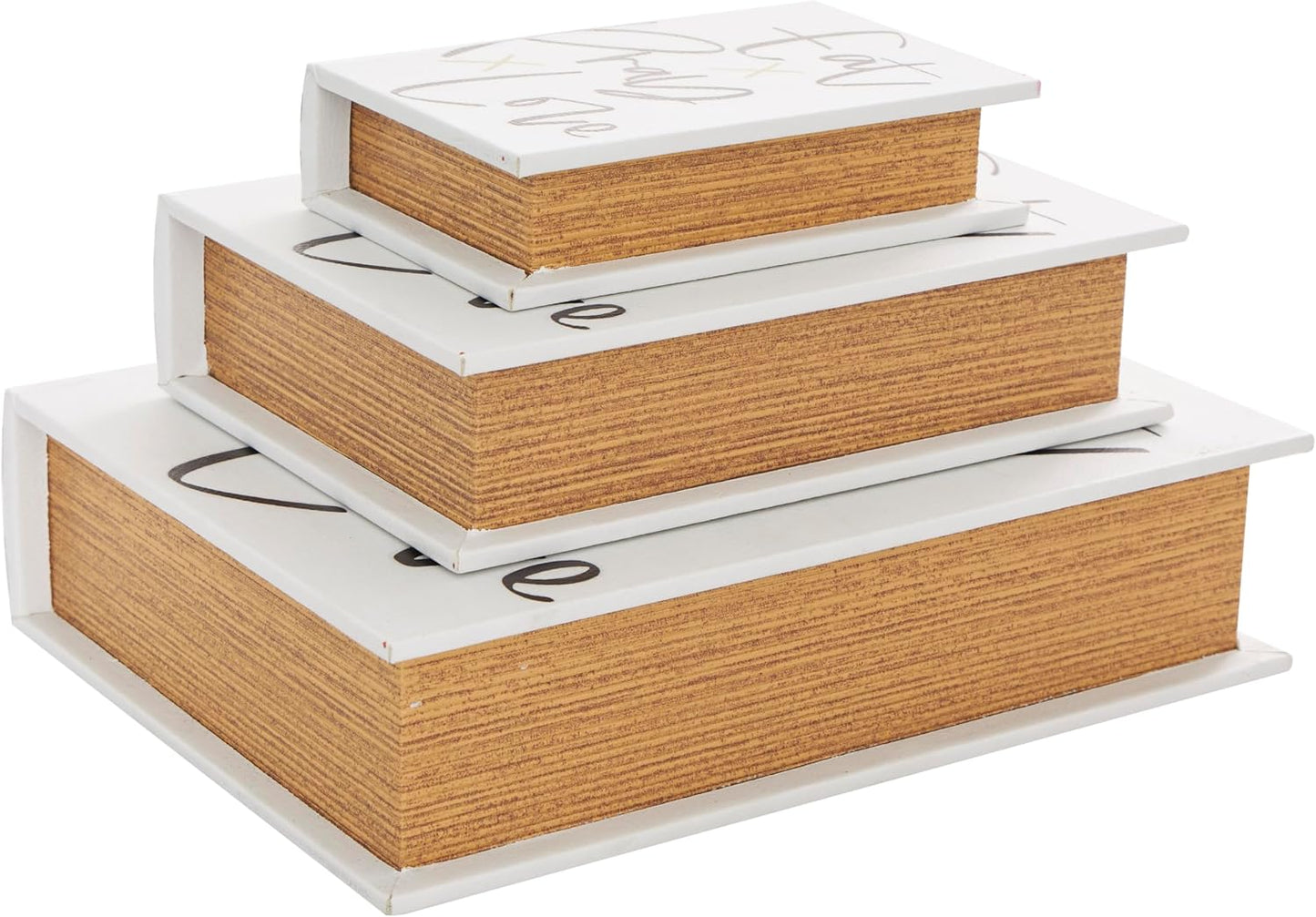 Love Faux Storage Book Book Shaped Boxes / White / 10.65", 8", 6"H