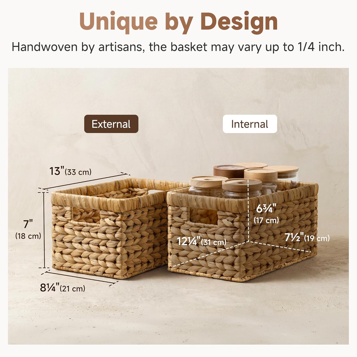 Wicker Basket / Storage Basket / Natural / 2 x 13