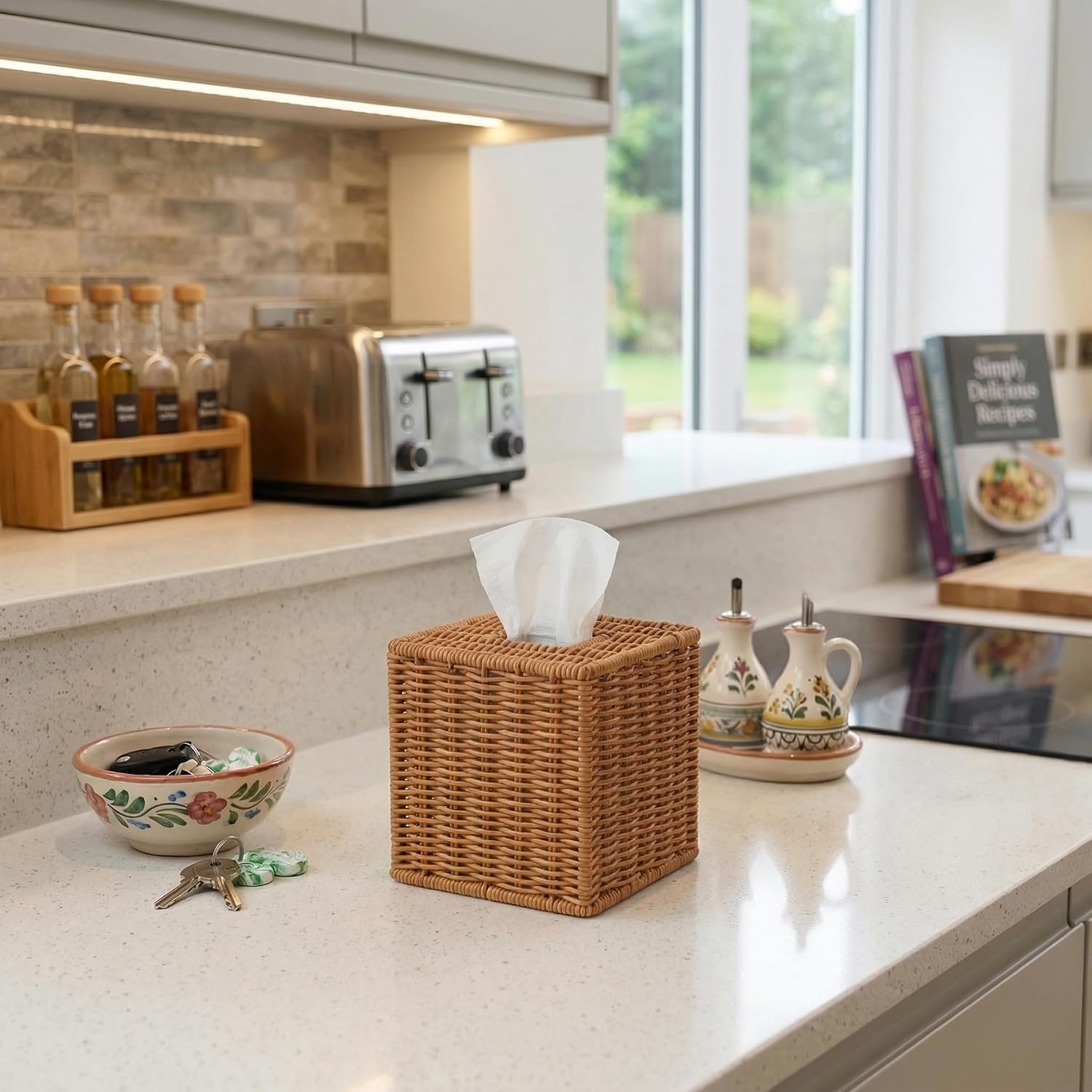 Square Rattan Tissue Box Cover